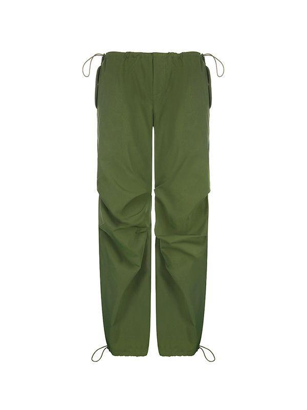 Size Friendly Drawstring Parachute Cargo Pants Product Image