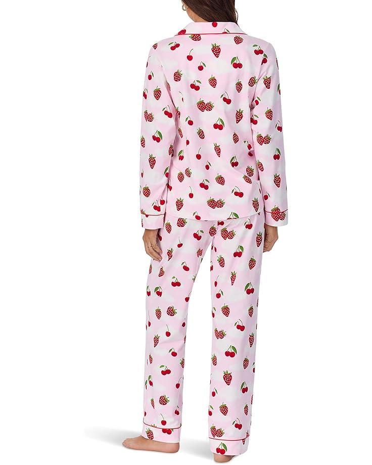 Cotton Knit Long Sleeve Notch Collar Pj Set Product Image