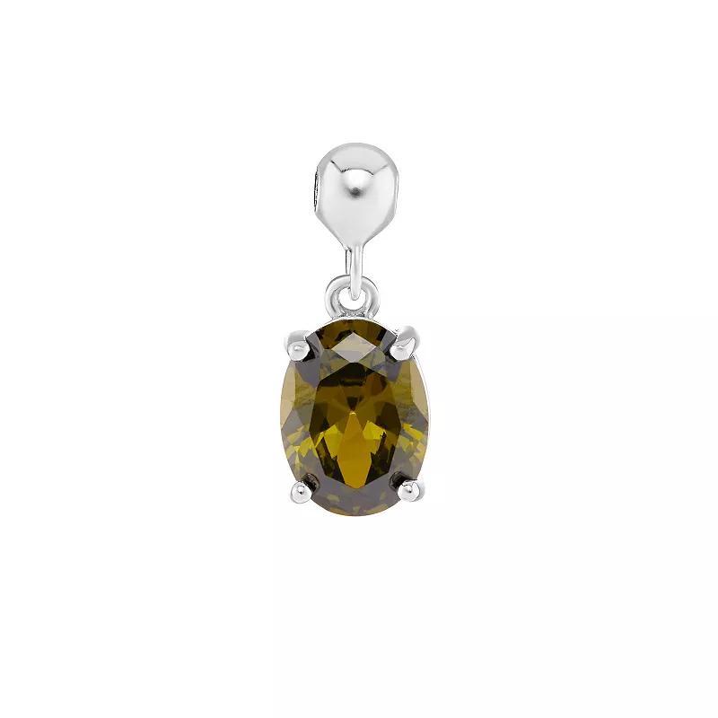 PRIMROSE Sterling Silver Oval Cubic Zirconia Sliding Charm, Womens, Sterling May Product Image