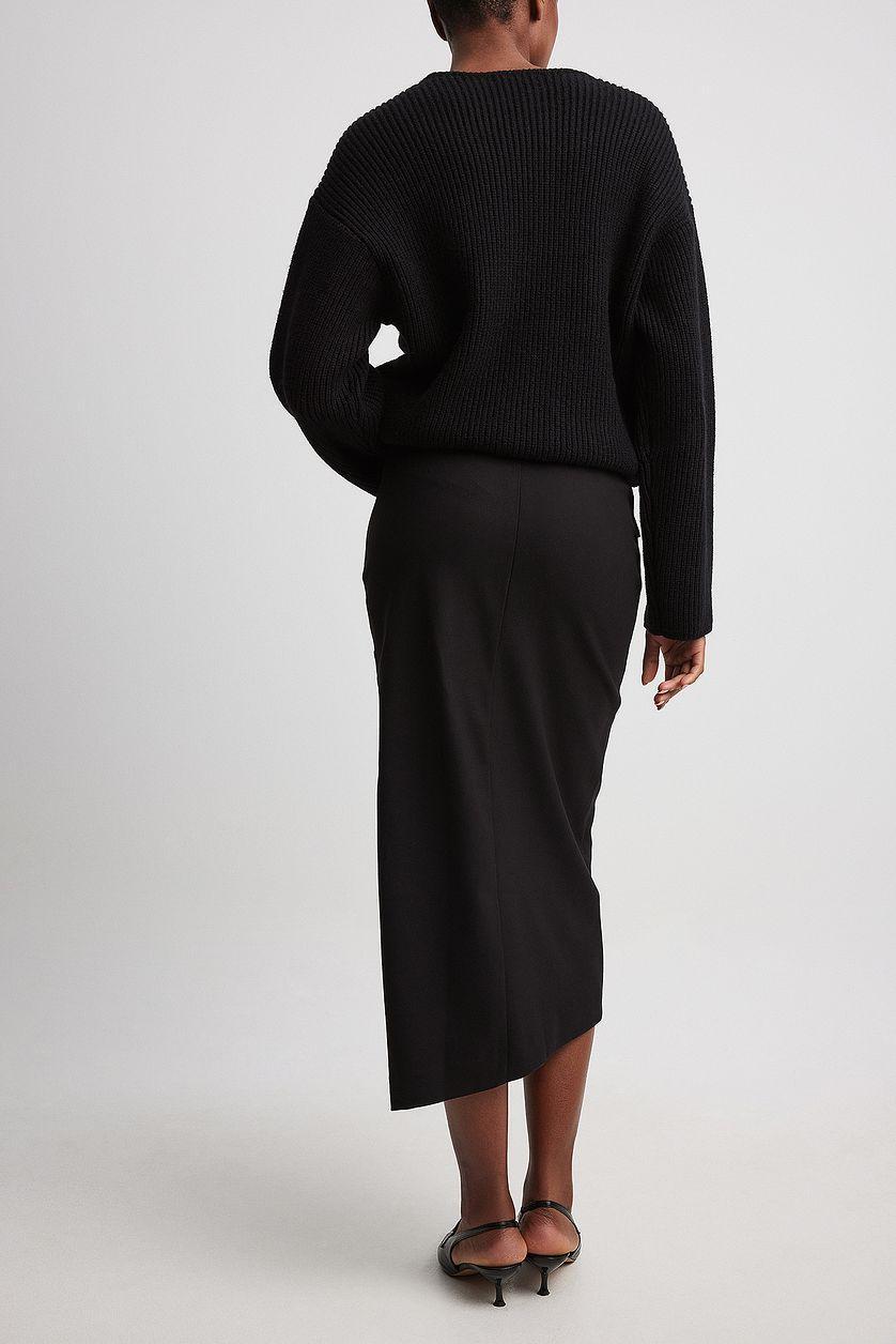 Overlap Front Slit Midi Skirt Product Image