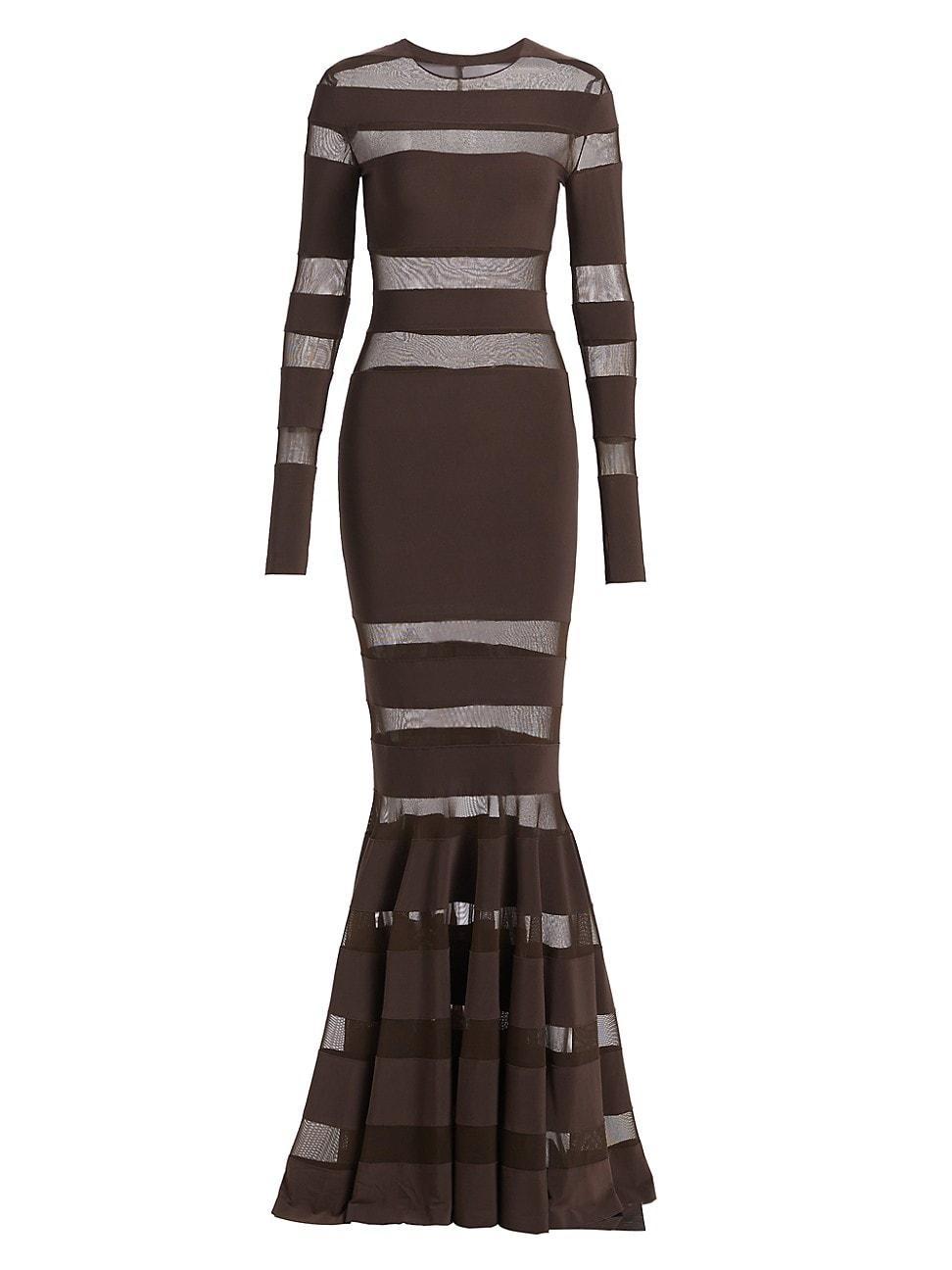Norma Kamali Spliced Dress Fishtail Gown in Brown Product Image