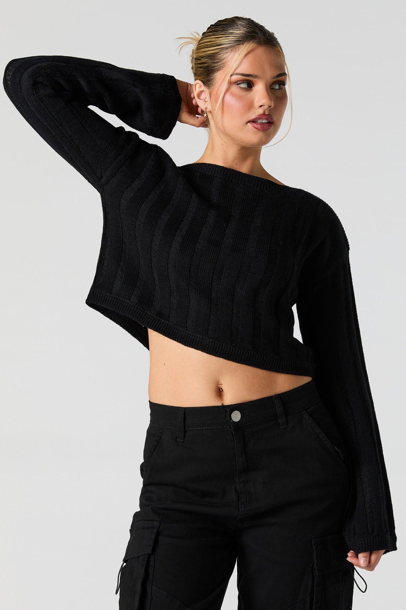 Open Knit Boat Neck Sweater Female Product Image