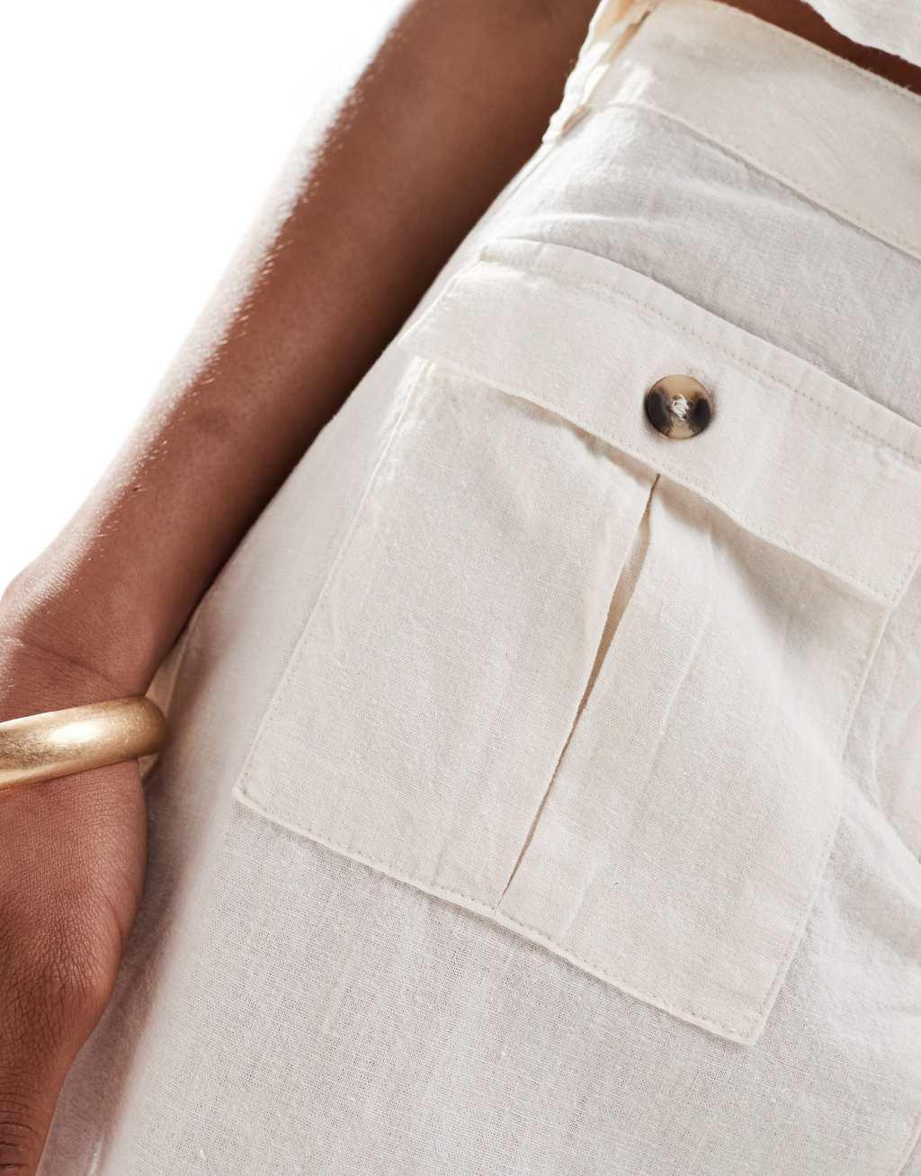 Vero Moda Tall linen midi skirt in off white - part of a set Product Image