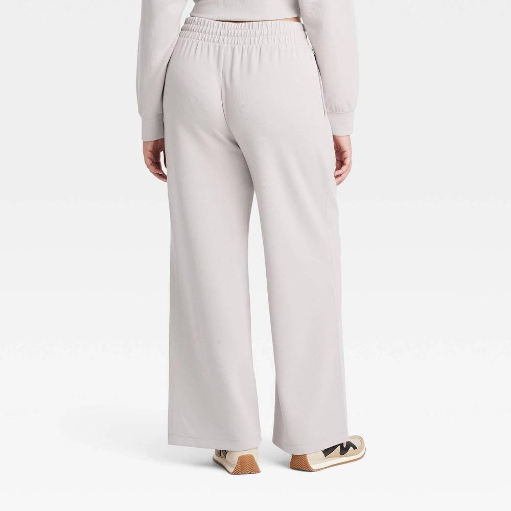 Women's Airy Sleek Ribbed High-Rise Wide Leg Pants - All In Motion™ Light Taupe M Product Image