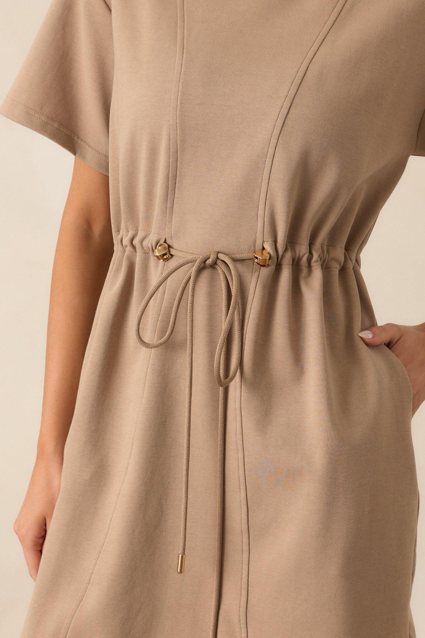 For The Day Light Mocha Short Sleeve Mini T-Shirt Dress Product Image