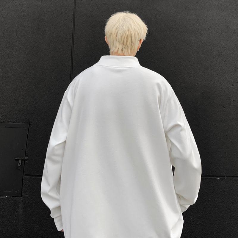 Turtleneck Plain Oversized Sweatshirt Product Image