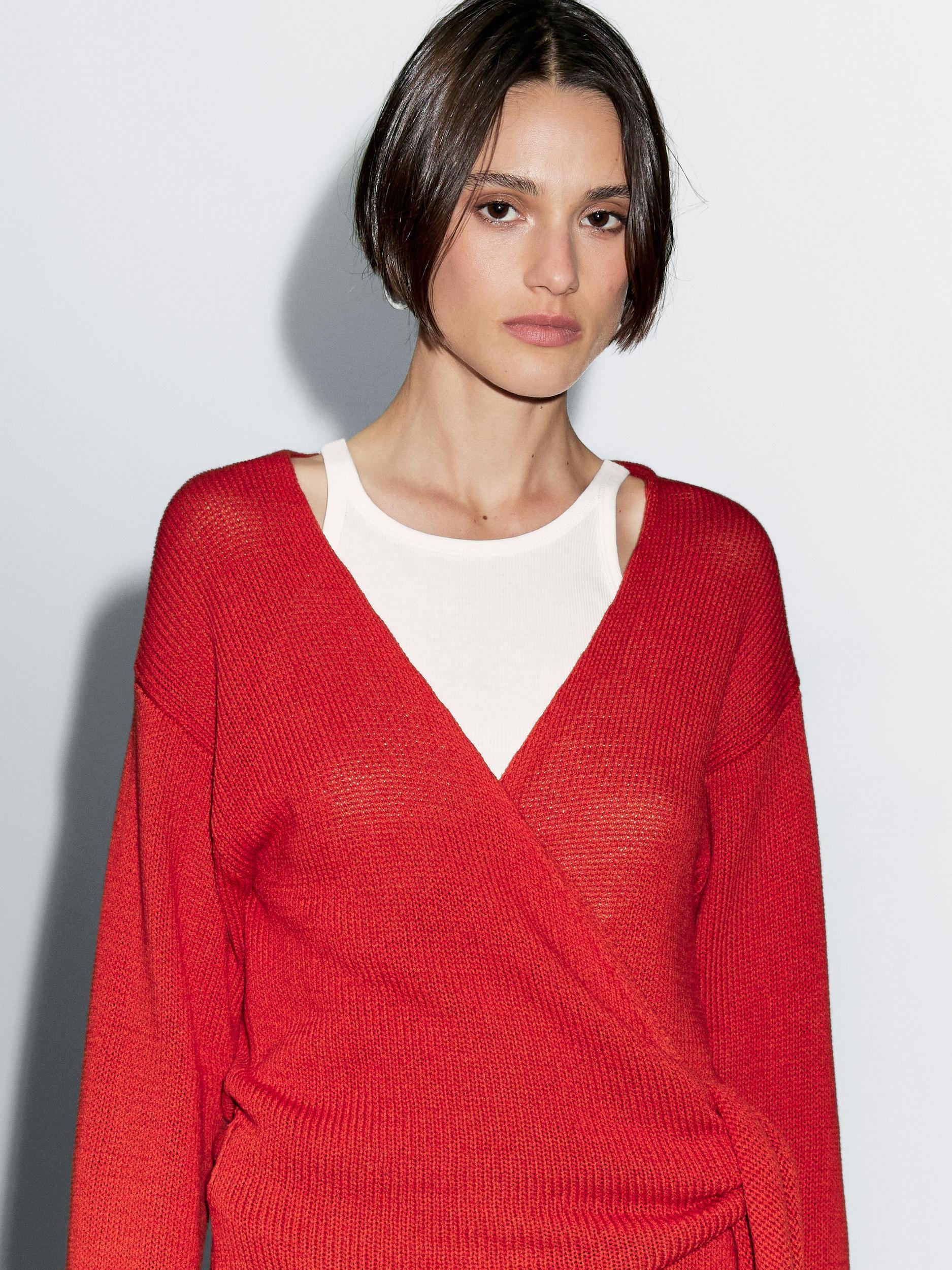 Knit cardigan with belt detail Product Image