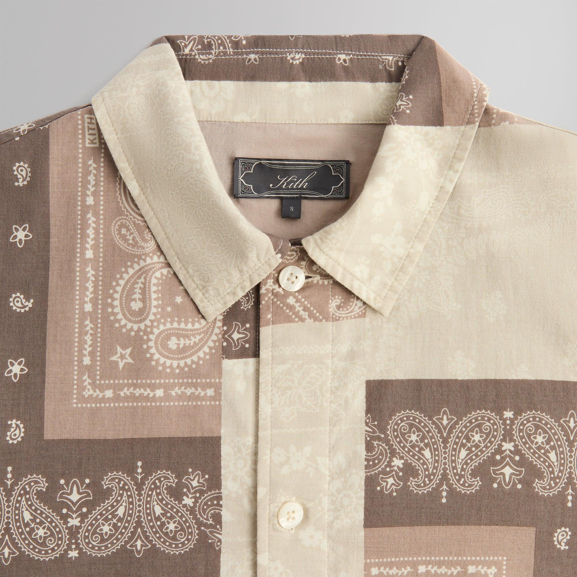 Kith Washed Cotton Bandana Boxy Collared Overshirt - Overcast Male Product Image