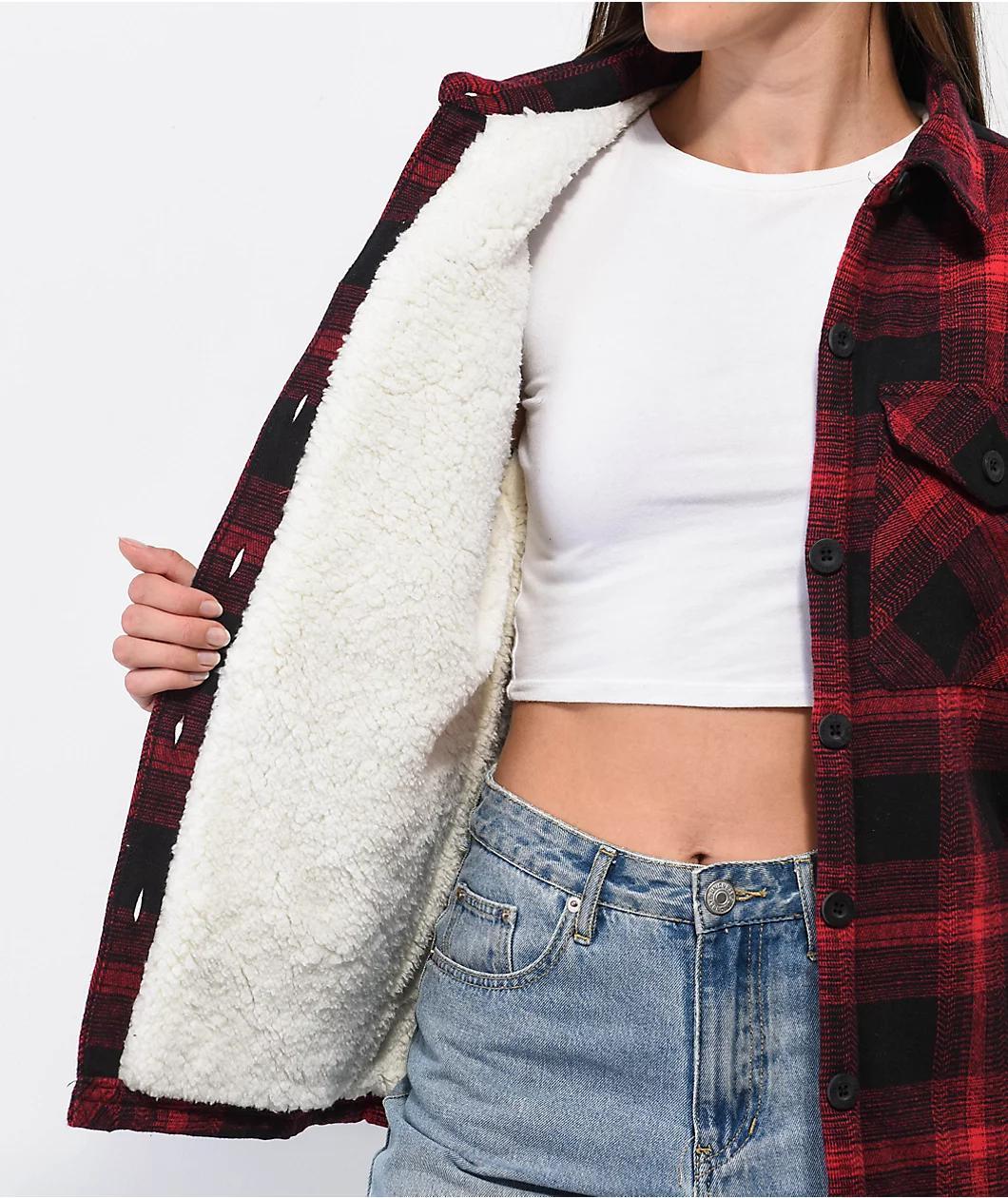 Dravus Cairn Red & Black Sherpa Flannel Shirt Product Image
