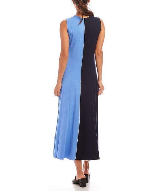 Karen Kane Crew Neck Sleeveless Color Block Midi Dress Product Image