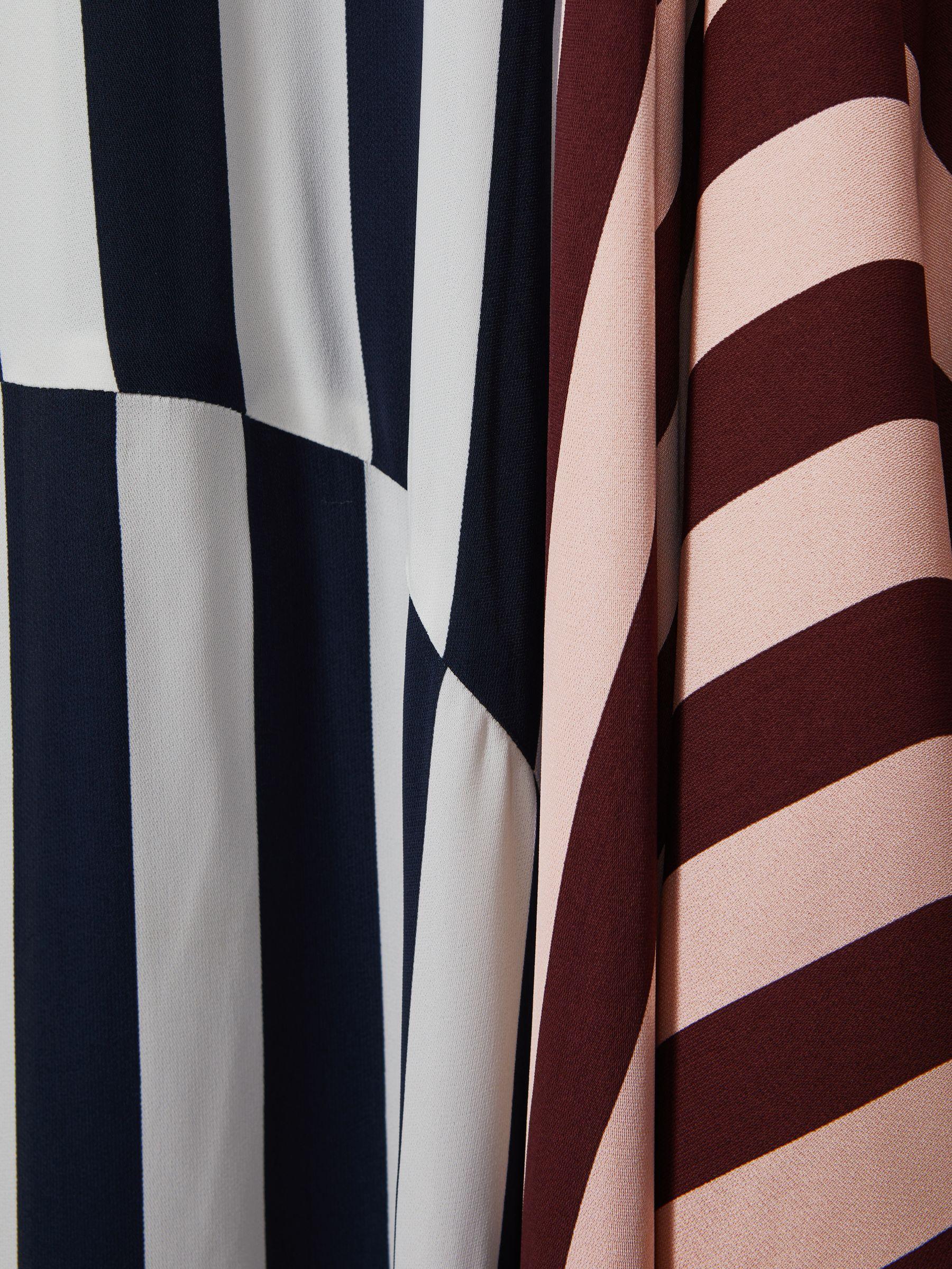 Colourblock Stripe Asymmetric Midi Dress in Navy/Off White Product Image