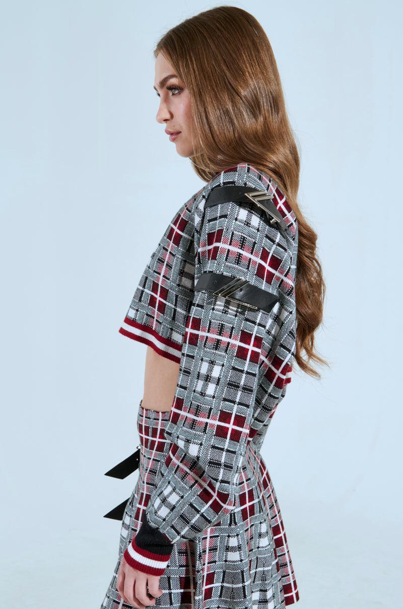 ALL EYES ON ME MOCK NECK BUCKLE SLEEVE DETAIL SWEATER Product Image