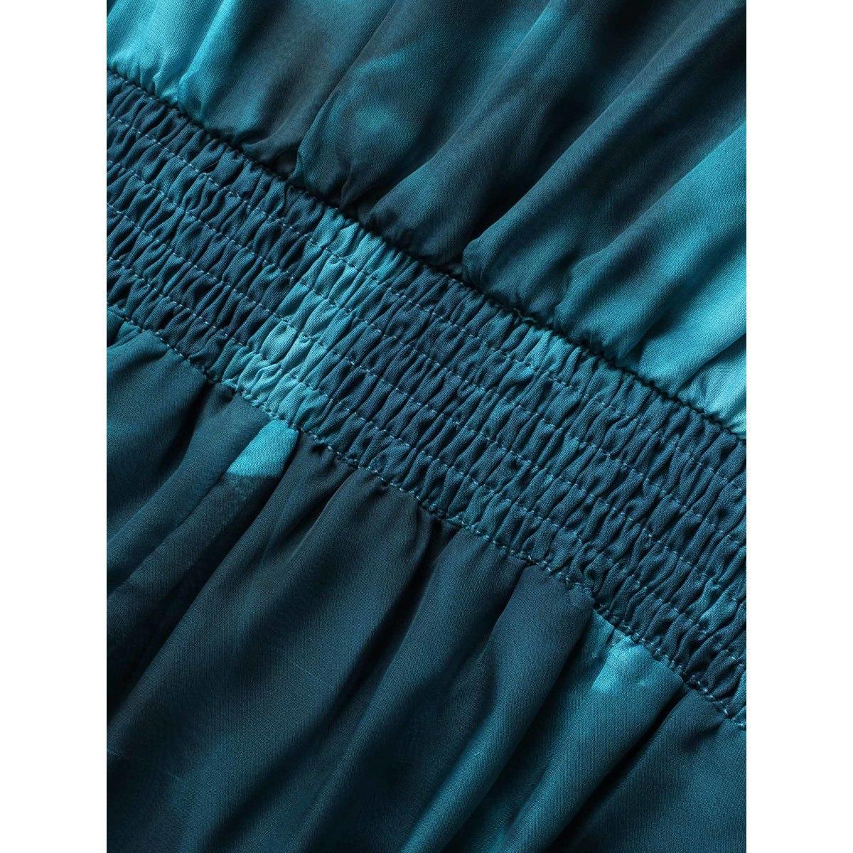 Plus Size Water Ripple Print Mesh Ruffles Shirred Dress Aegean Women Cocktail See through Party Curvy Bloomchic 30/6X Product Image