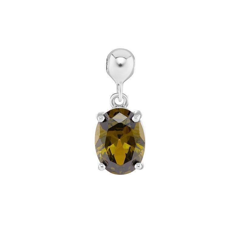 PRIMROSE Sterling Silver Oval Cubic Zirconia Sliding Charm, Womens, Sterling May Product Image