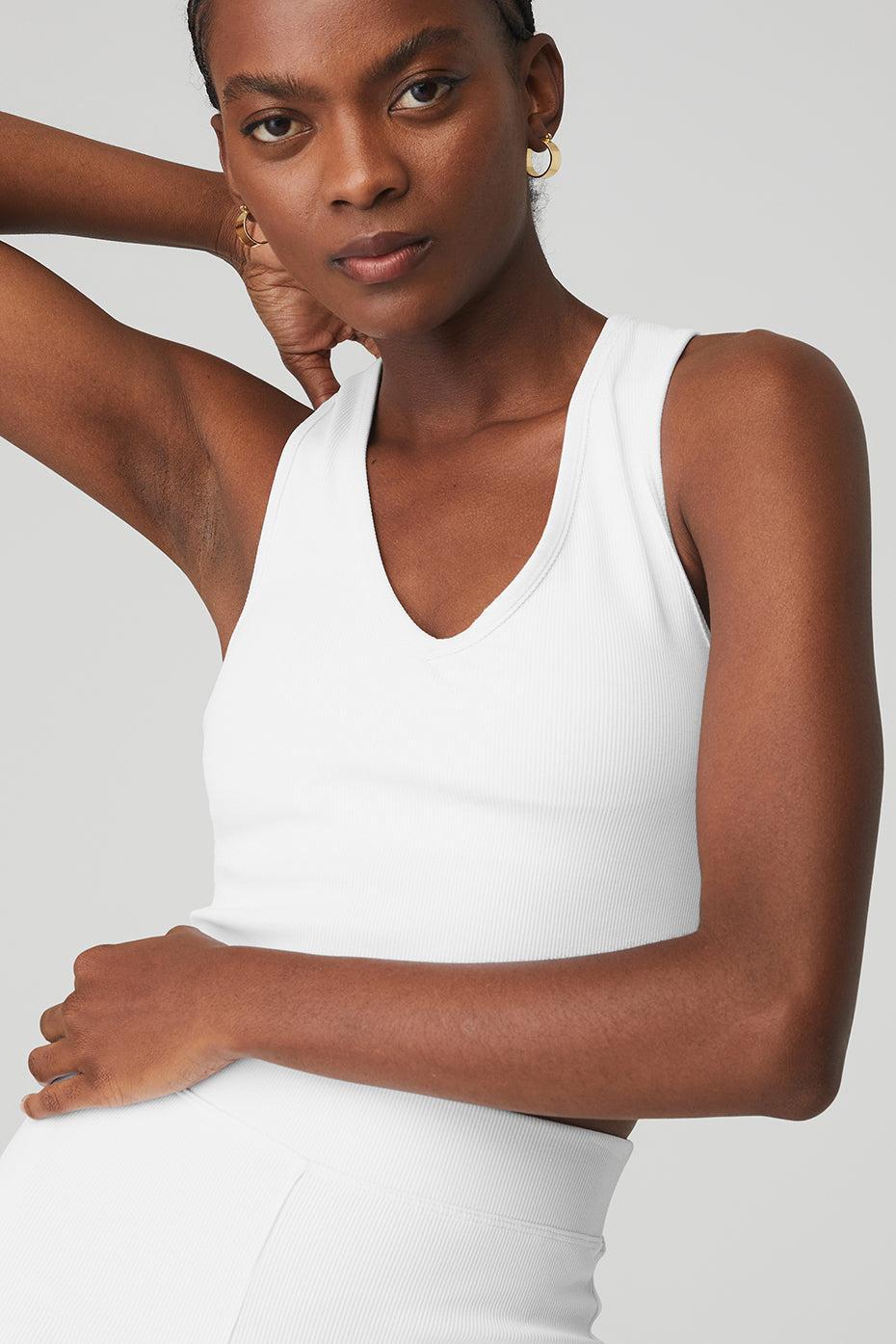 Alo Yoga | Goddess Ribbed Cropped Racerback Tank Top Product Image
