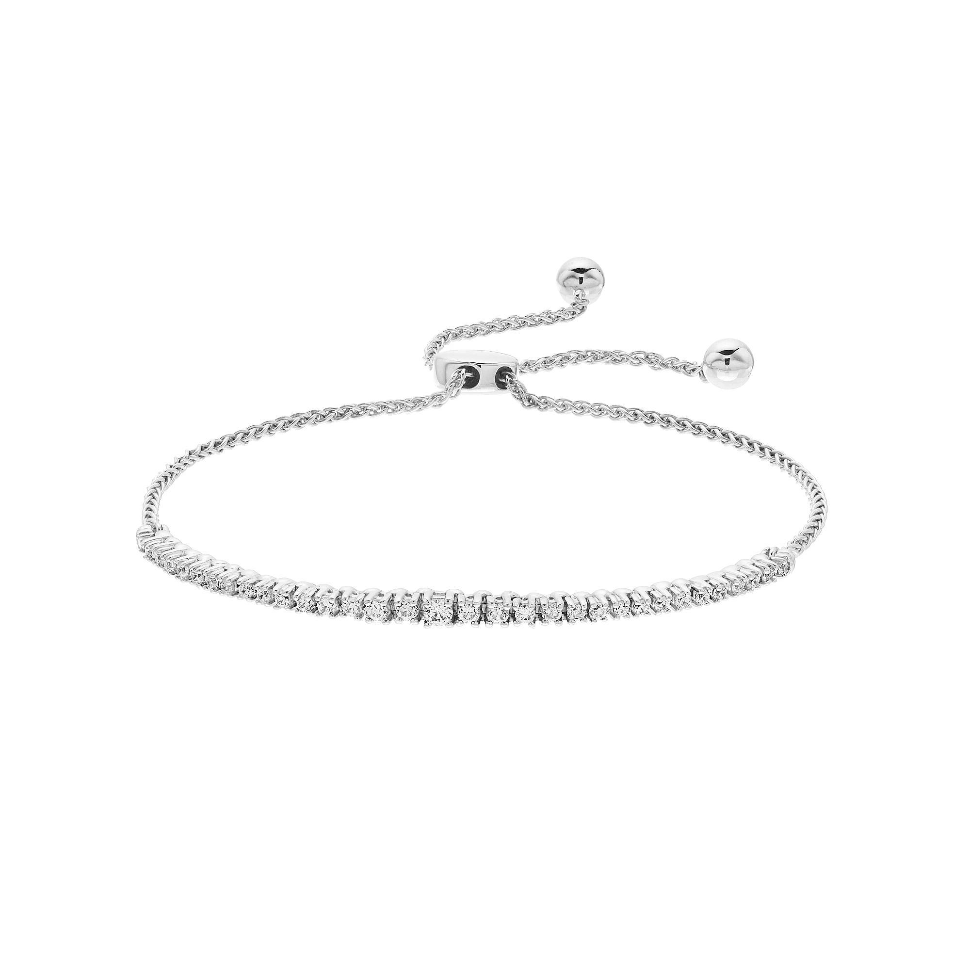 Sterling Silver 1/2 Carat T.W. Diamond Bolo Bracelet, Women's Product Image