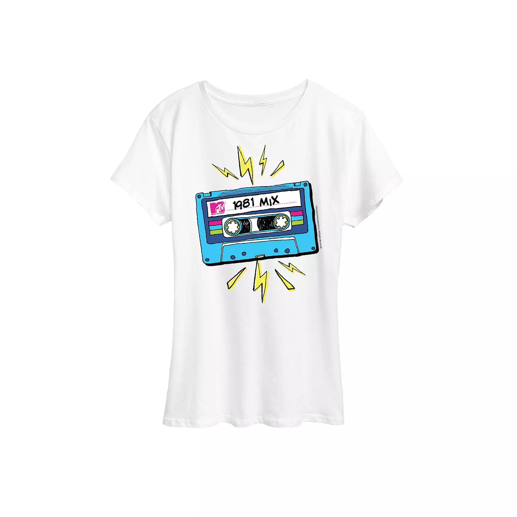 Women's MTV Cassette Graphic Tee, Size: Small, White Product Image