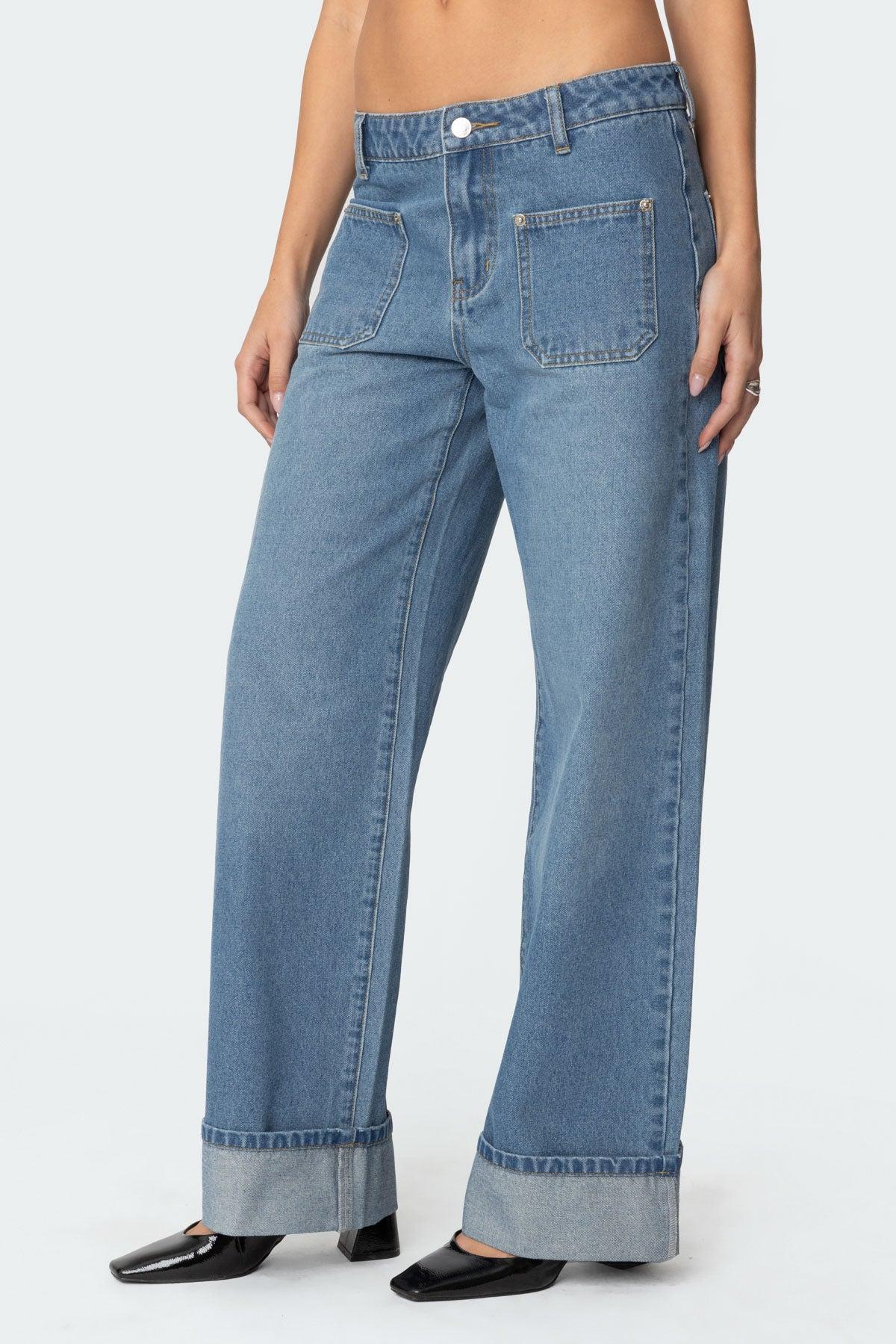 Madi Cuffed Low Rise Jeans Product Image