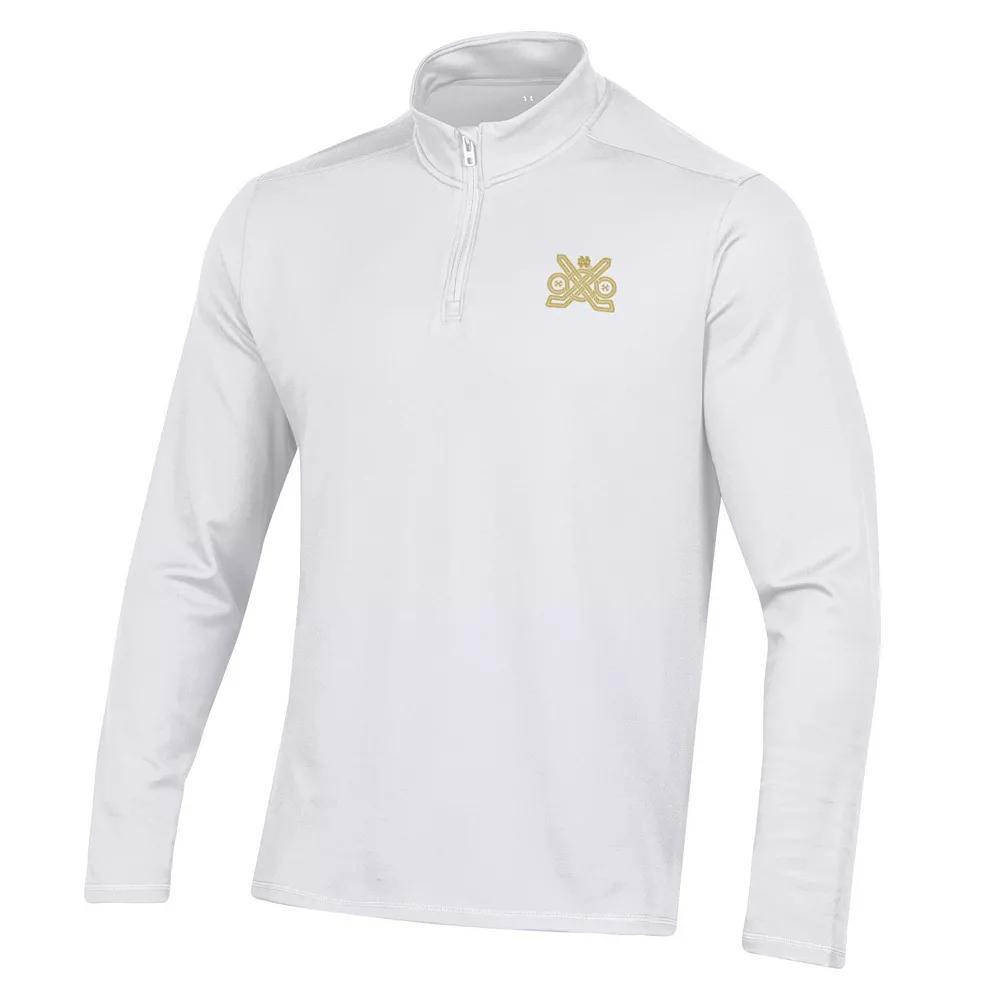 Men's Under Armour White Notre Dame Fighting Irish Ireland Motion Quarter-Zip Pullover Top, Size: Medium Product Image