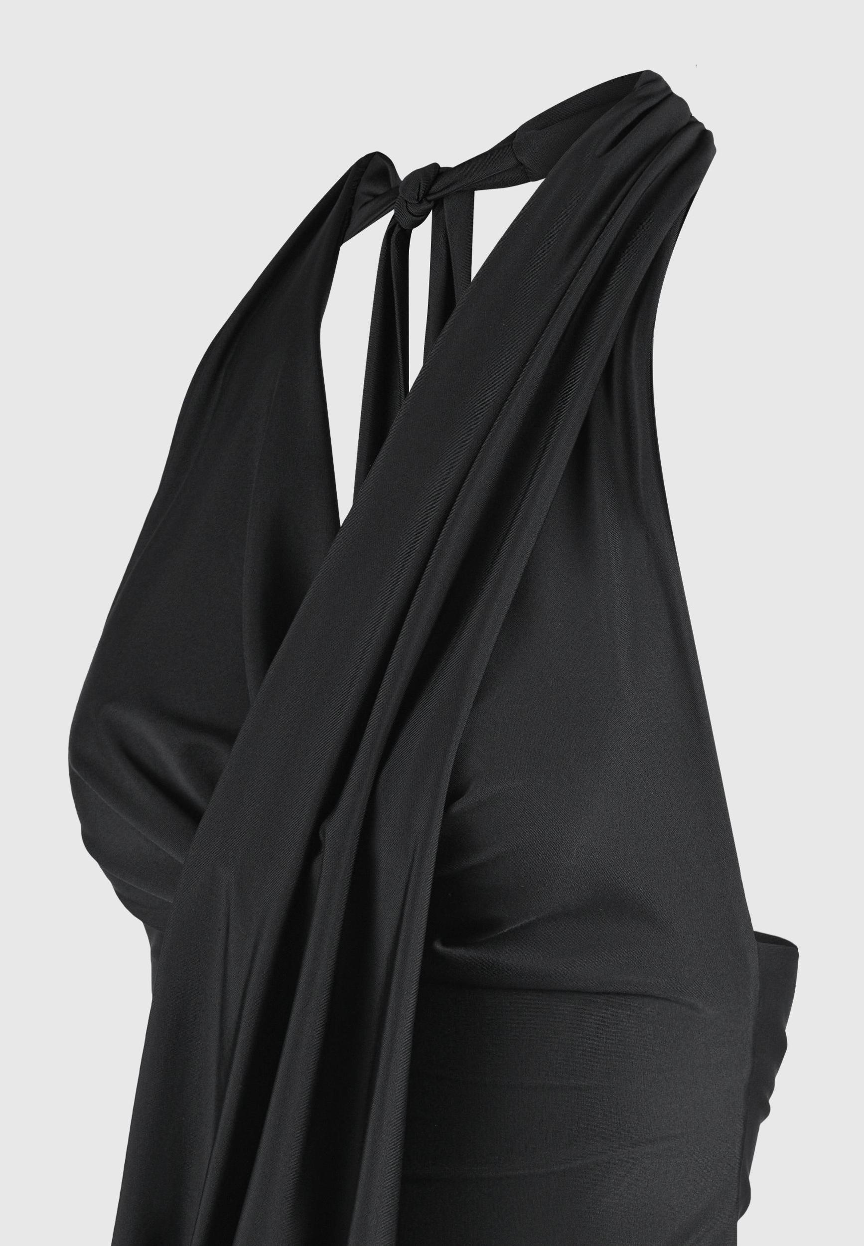 Draped Halterneck Top - Black Female Product Image
