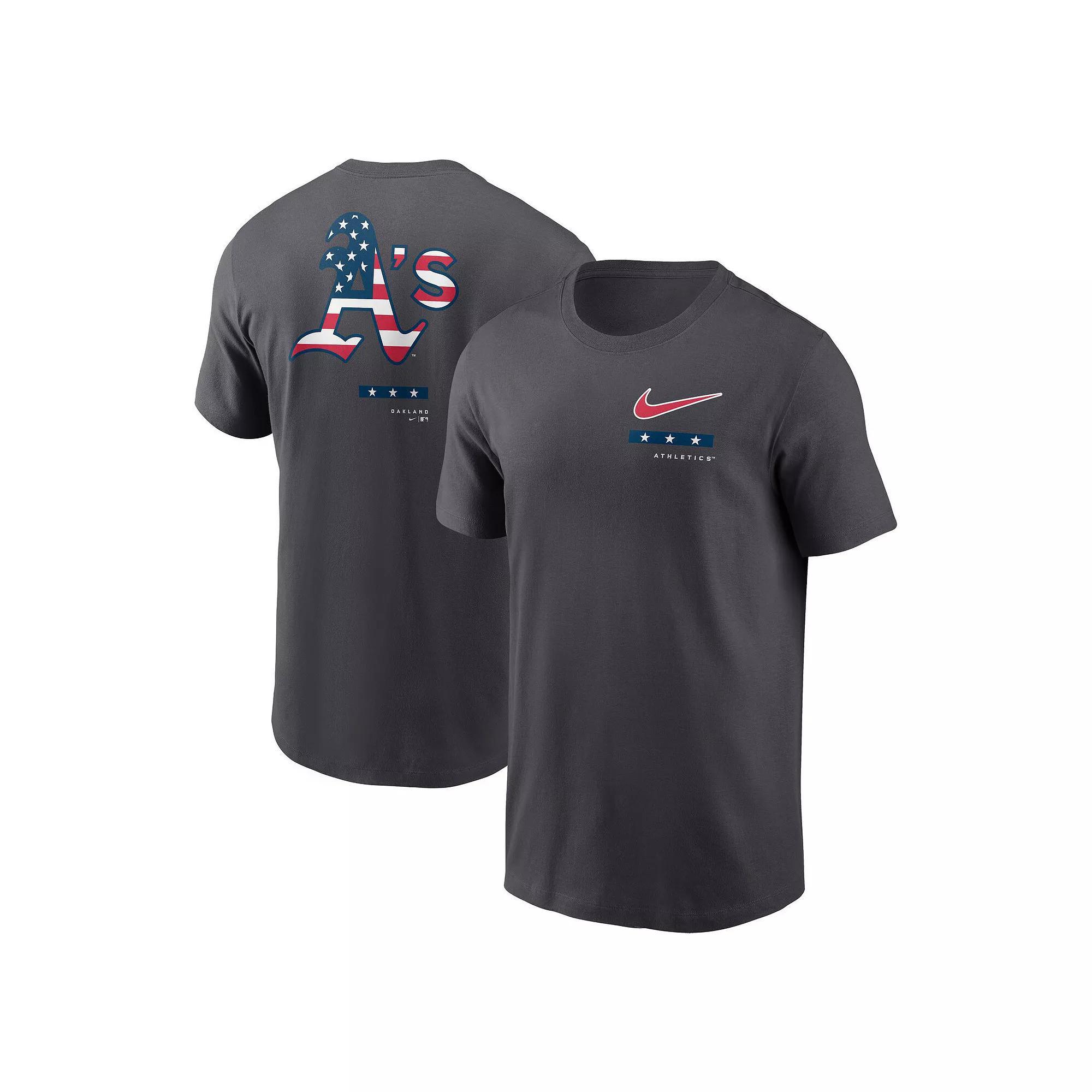 Men's Nike Anthracite Oakland Athletics Americana T-Shirt, Size: Medium, Grey Product Image