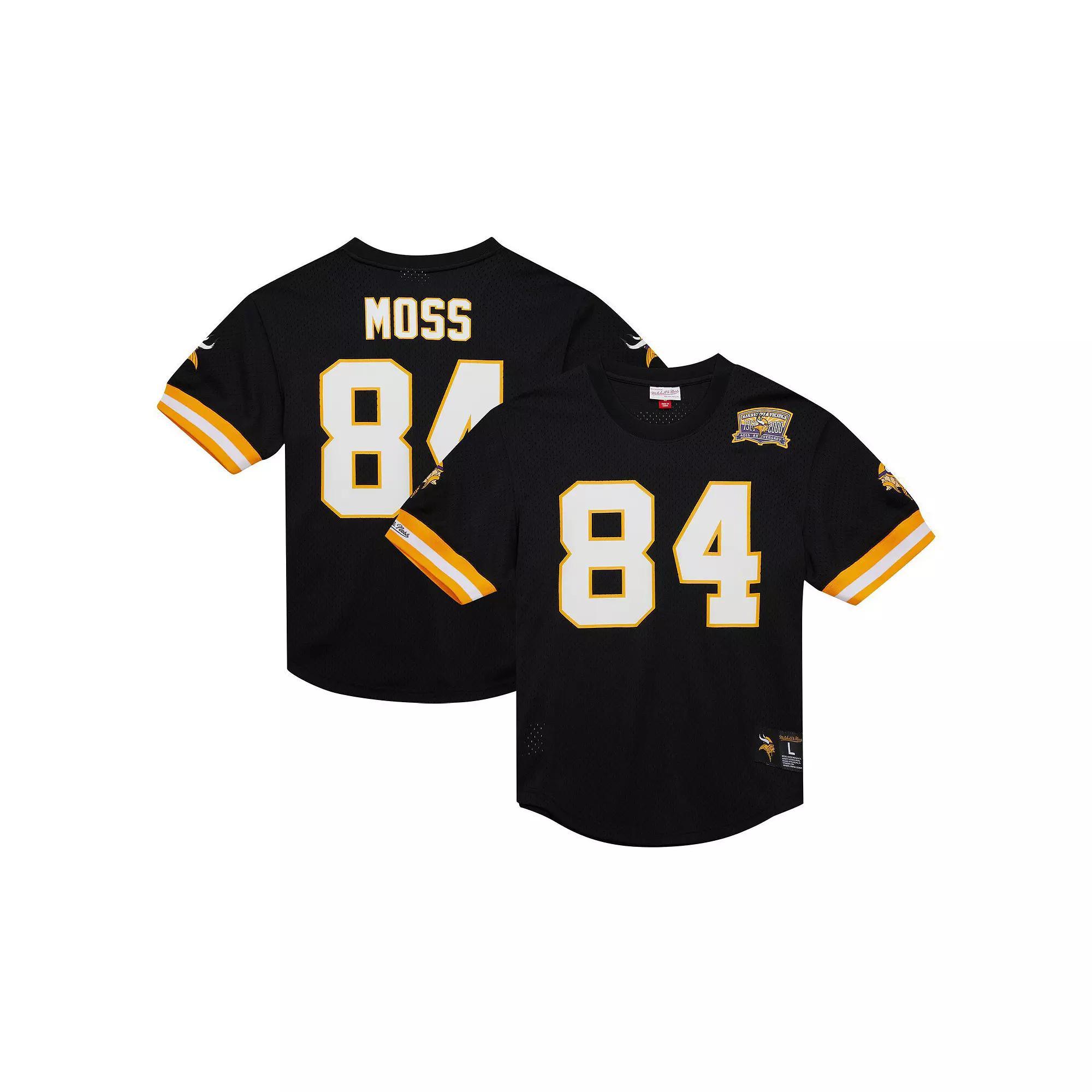 Men's Mitchell & Ness Randy Moss Black Minnesota Vikings Retired Player Name & Number Mesh Top, Size: 3XL Product Image