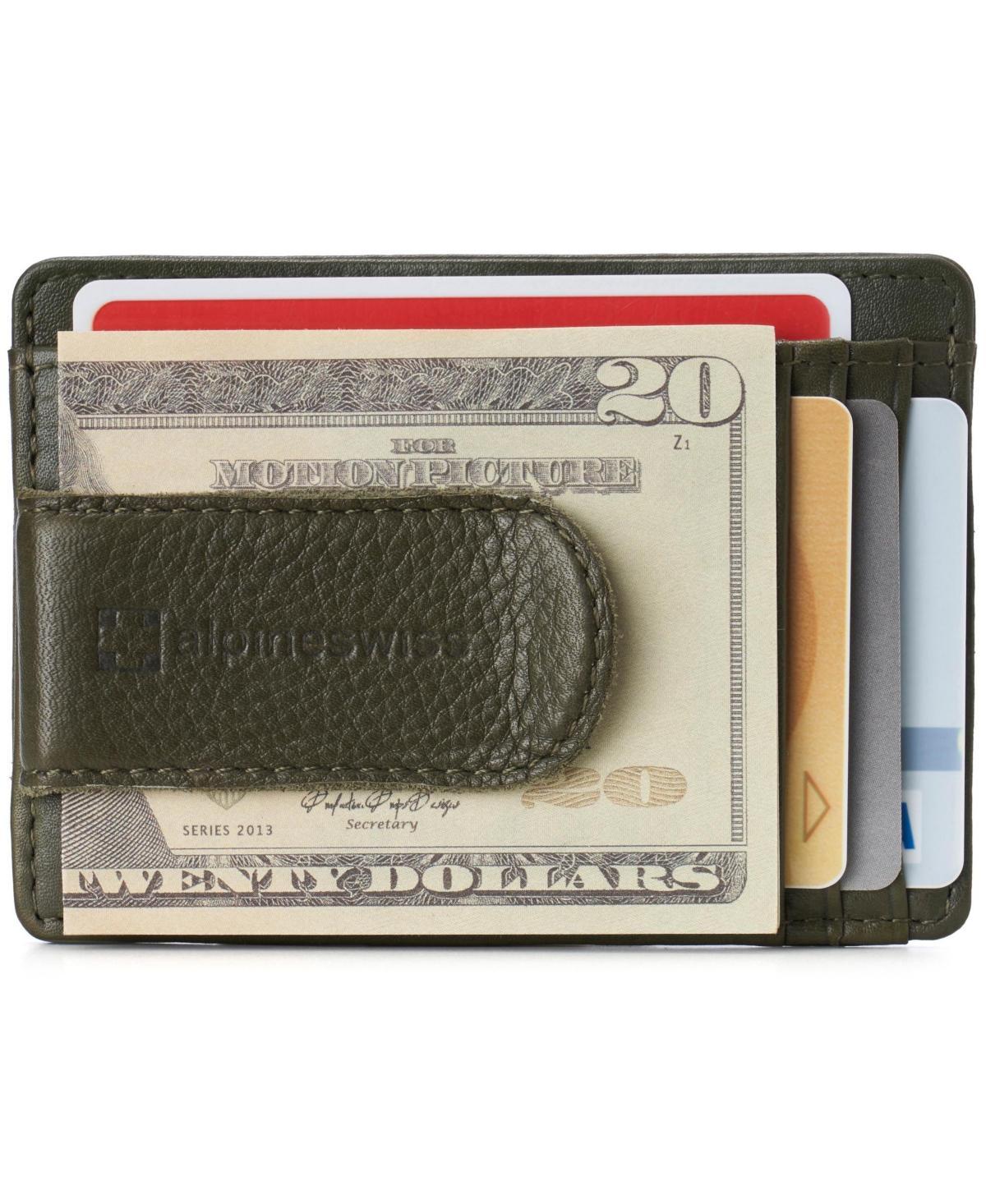 Alpine Swiss Mens Rfid Money Clip Leather Minimalist Wallet Card Case Id Window Product Image