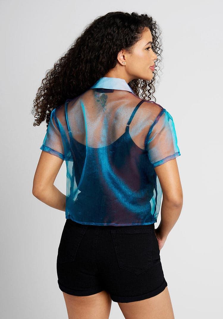 Synchronized Shimmer Button-Up Blouse Product Image