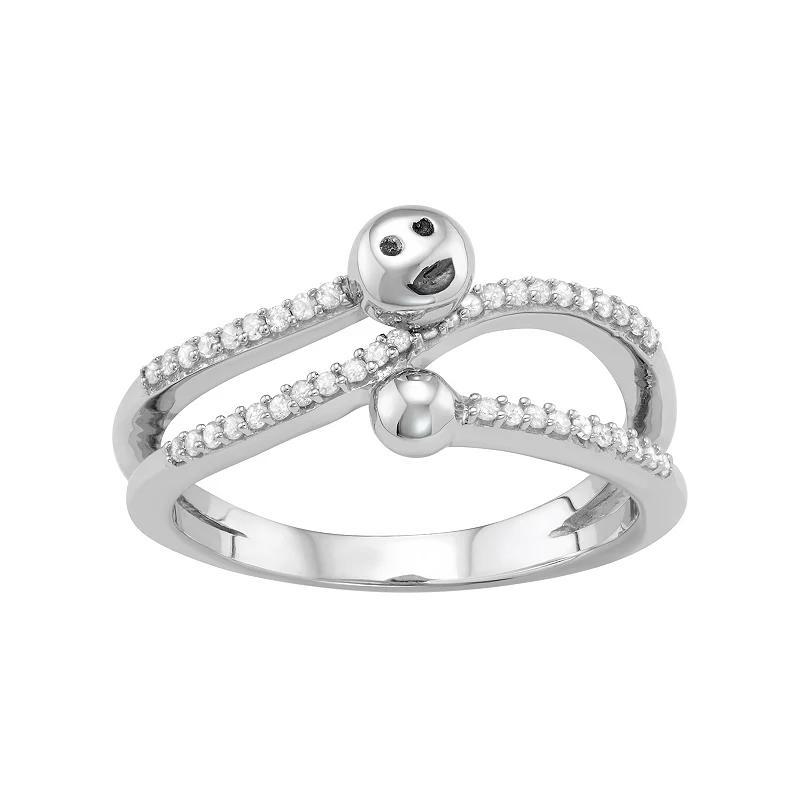 Jewelexcess Sterling Silver 1/5 Carat T.W. Diamond Bypass Smiley Face Ring, Women's, Size: 6, Rose Gold Tone Product Image