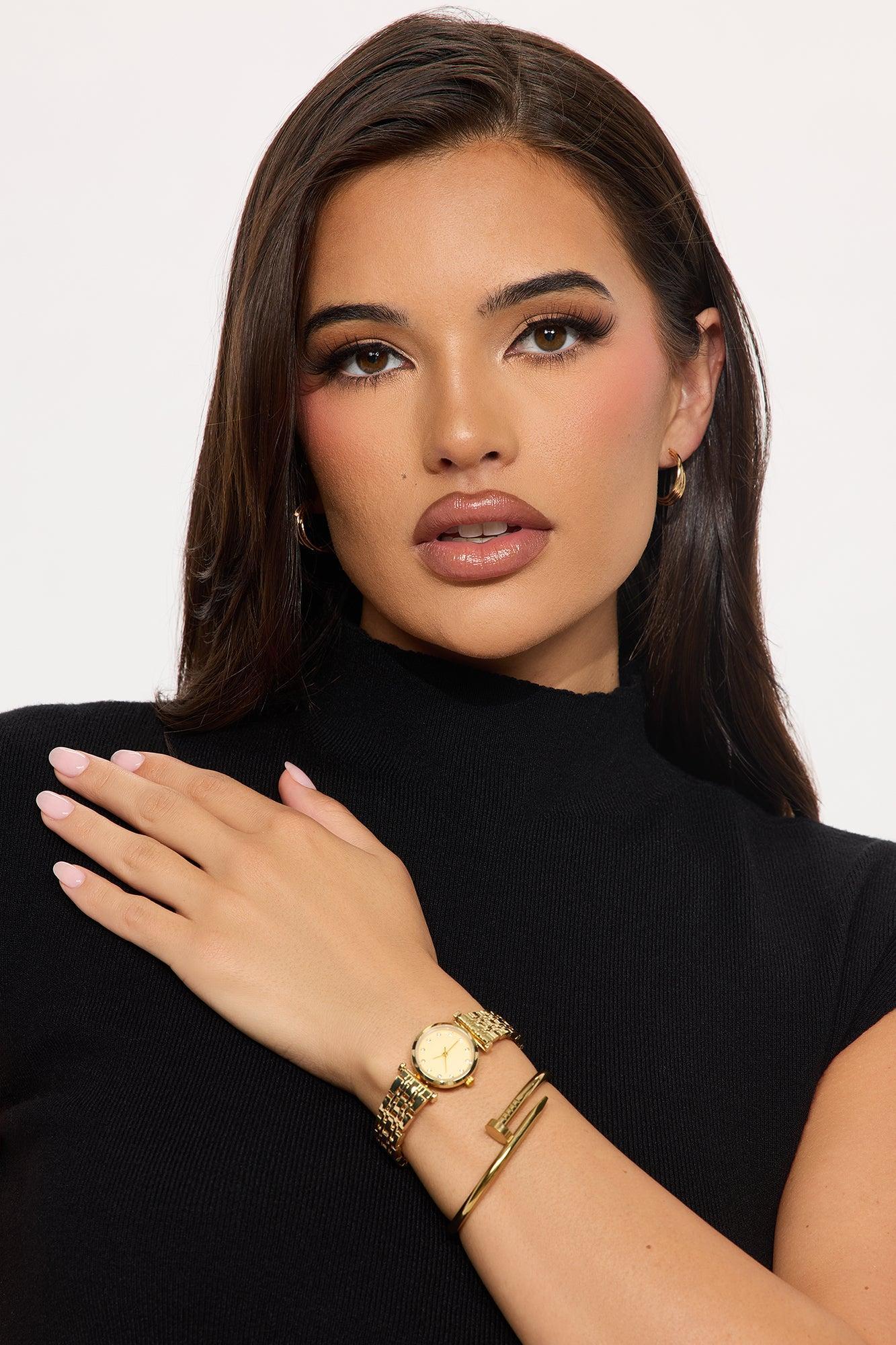 You're Screwed 2 Piece Watch And Bracelet Set - Gold Female Product Image