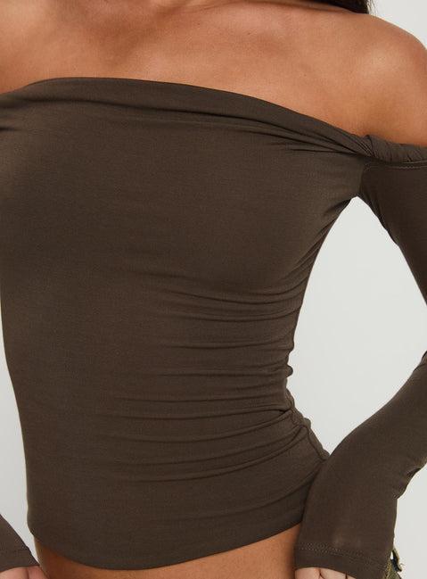 Dusky Long Sleeve Top Khaki Product Image