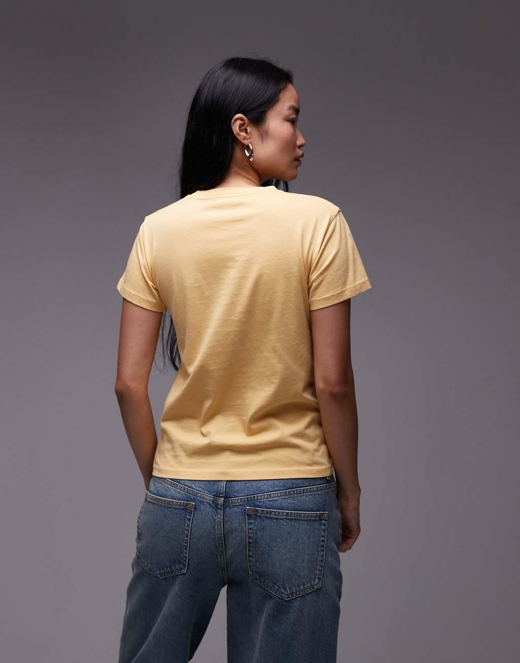 Topshop graphic El Paso boxy tee in light mustard Product Image