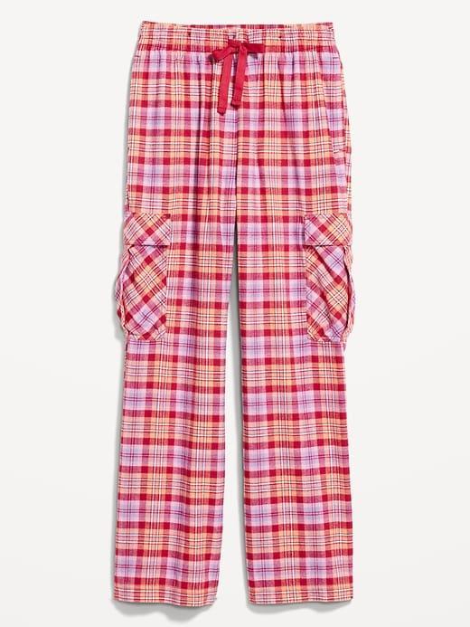 High-Waisted Flannel Cargo Pants Product Image