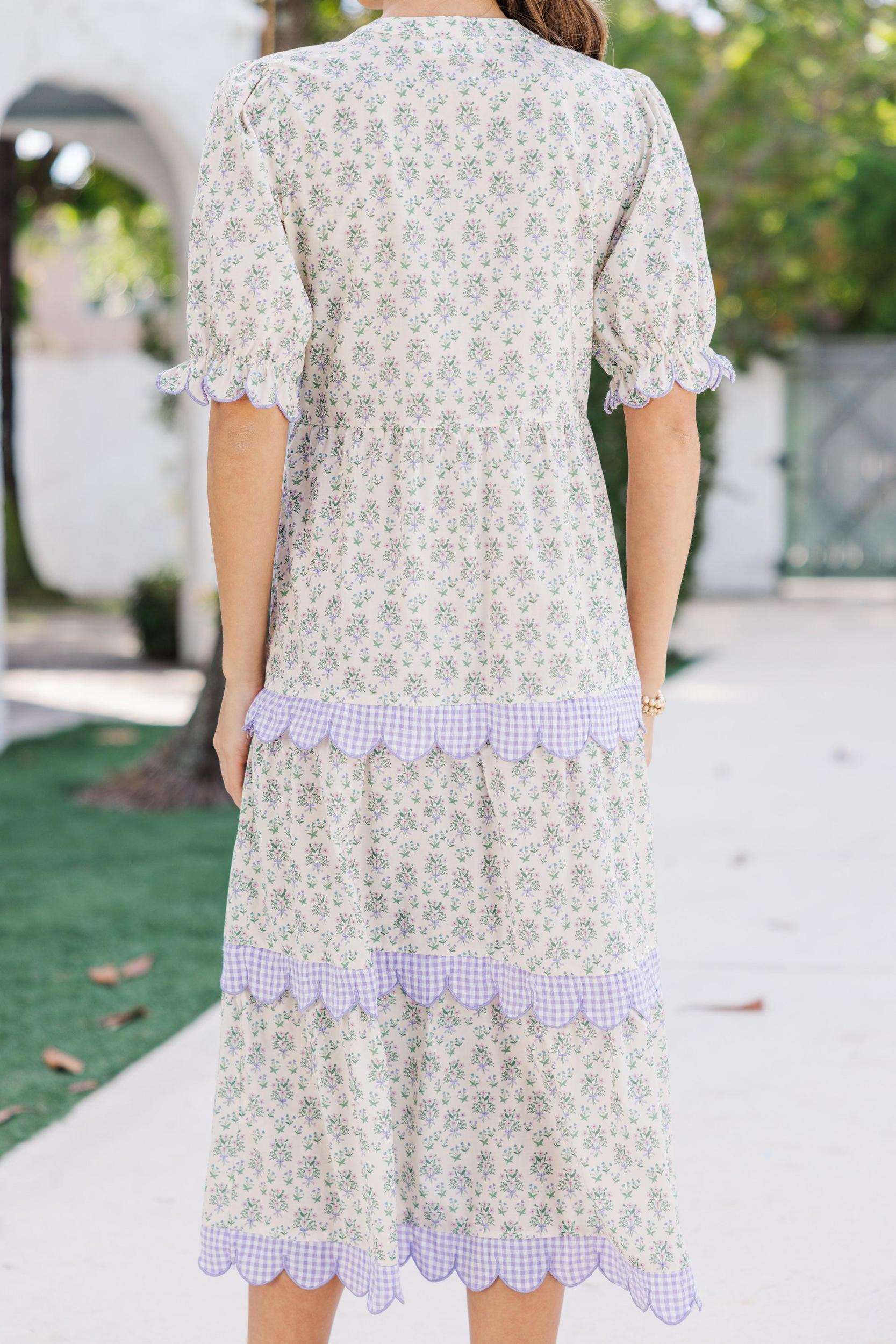 Perfectly Paired Cream Floral Midi Dress Female Product Image