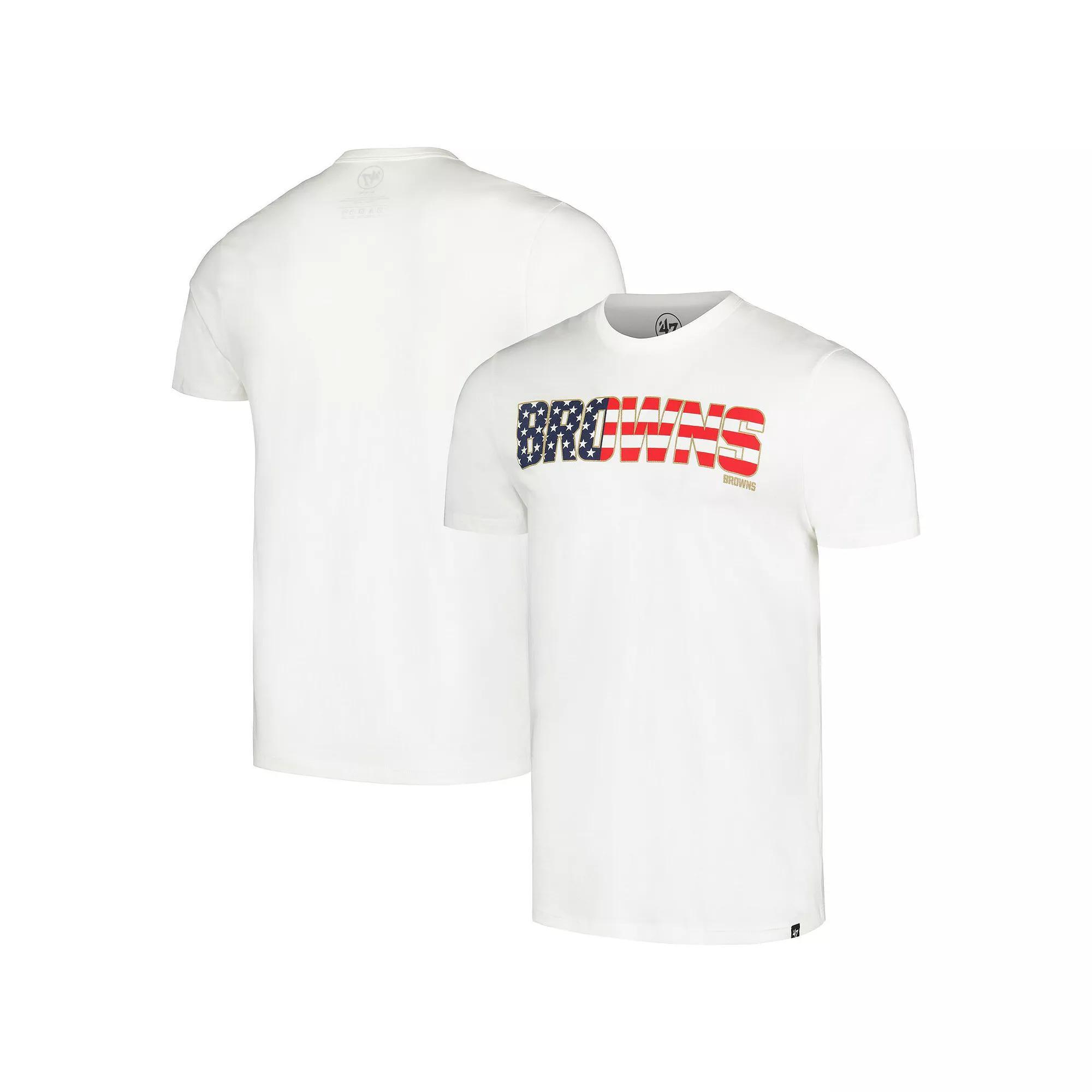 Men's '47 White Cleveland Browns Flag Script Franklin T-Shirt, Size: 2XL Product Image
