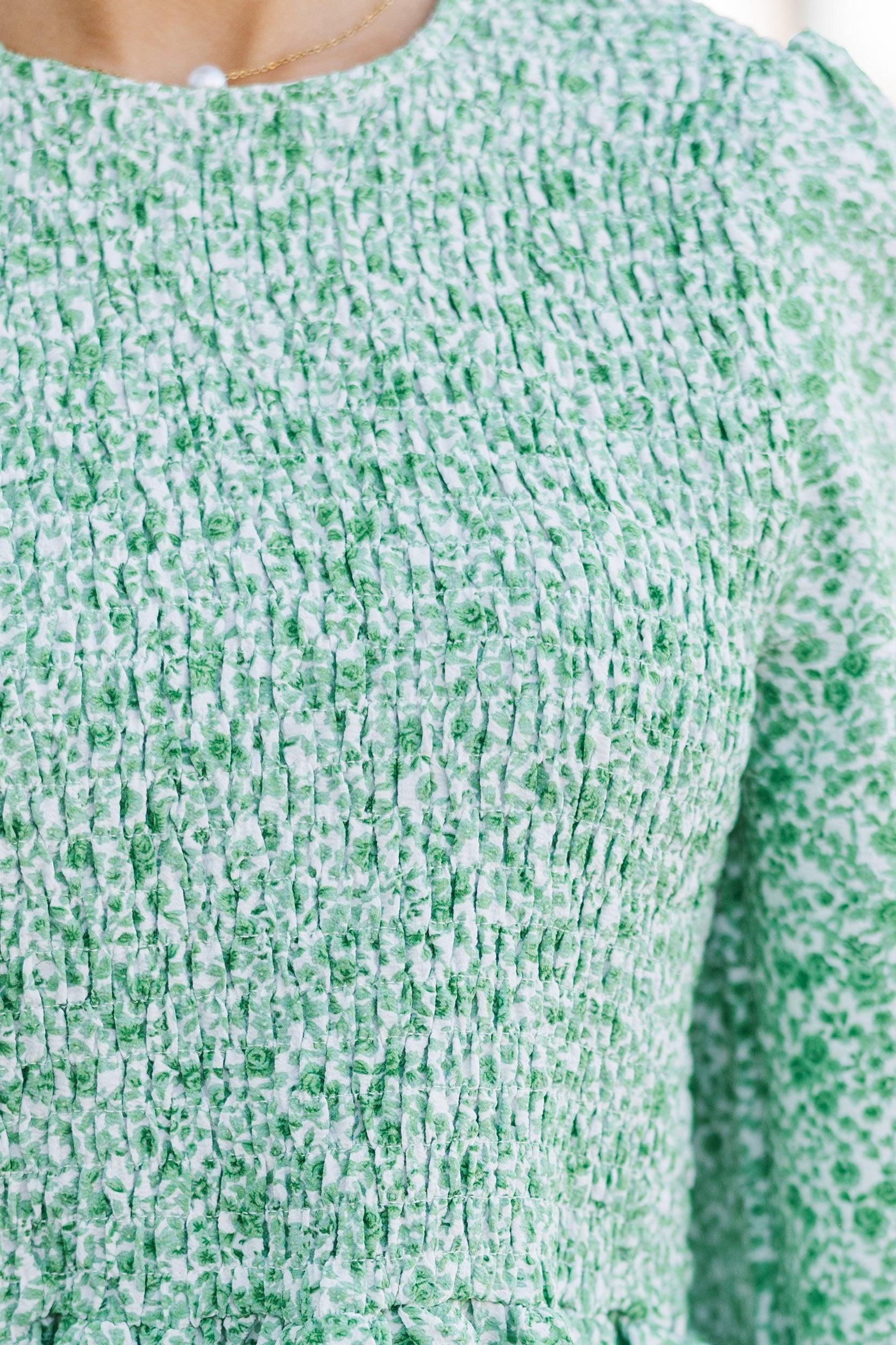 Getting Close Green Ditsy Floral Blouse Female Product Image