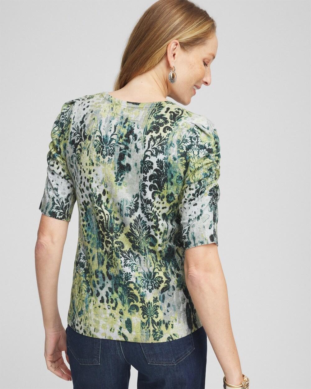 Animal Print Short-Sleeve Pullover Sweater Product Image