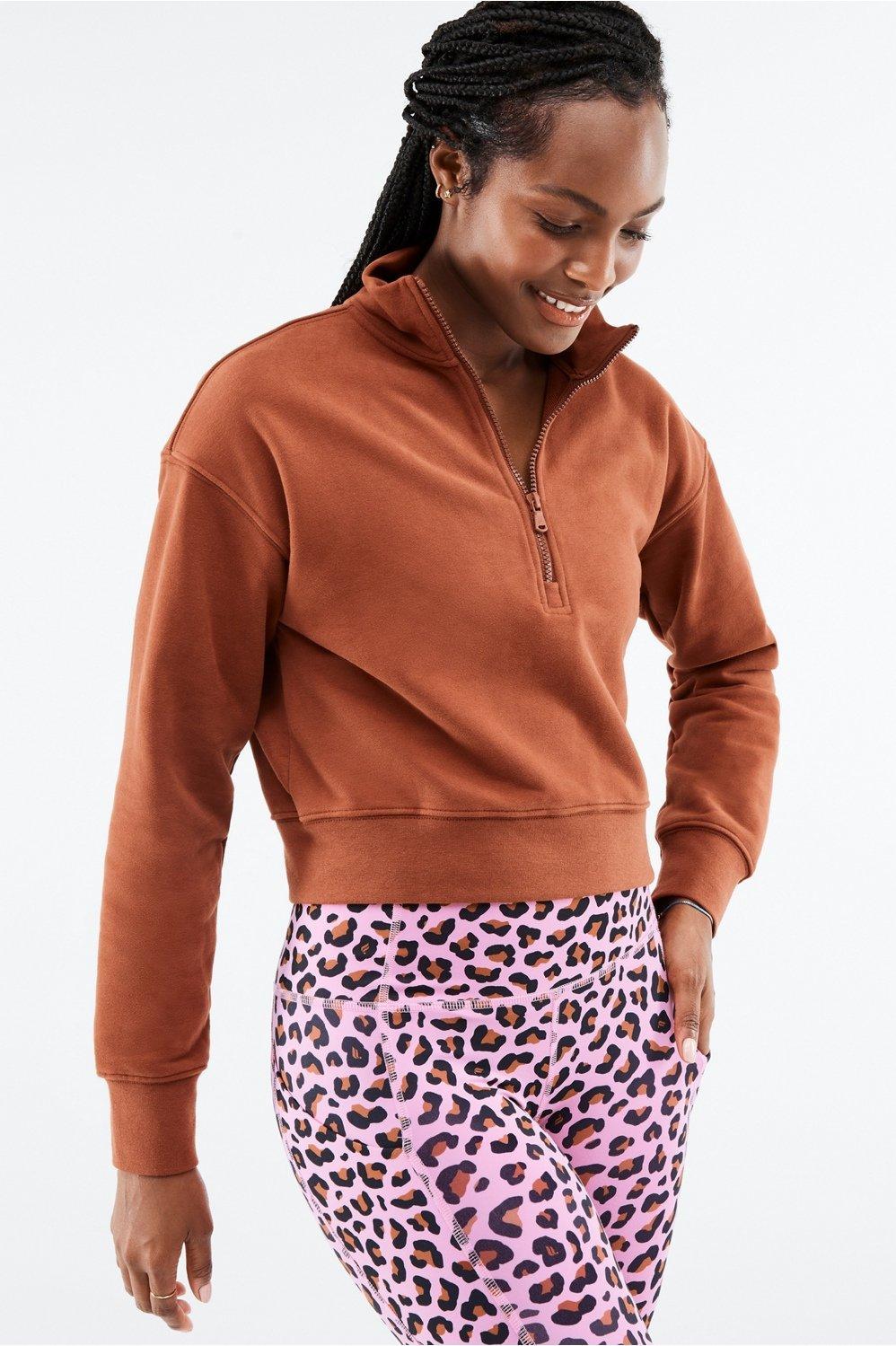 Fabletics Kat Half Zip Pullover Womens Java Size L Product Image