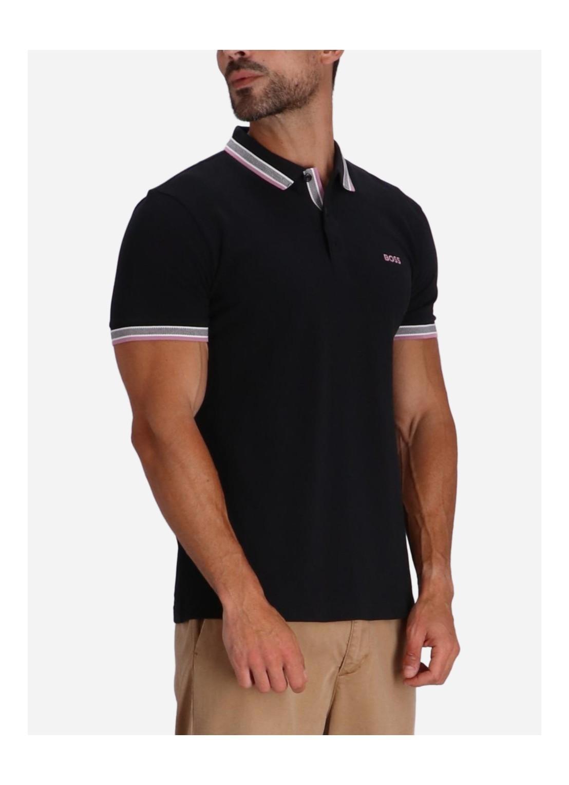 HUGO BOSS Logo-embroidered Cotton Polo Shirt In Black Product Image