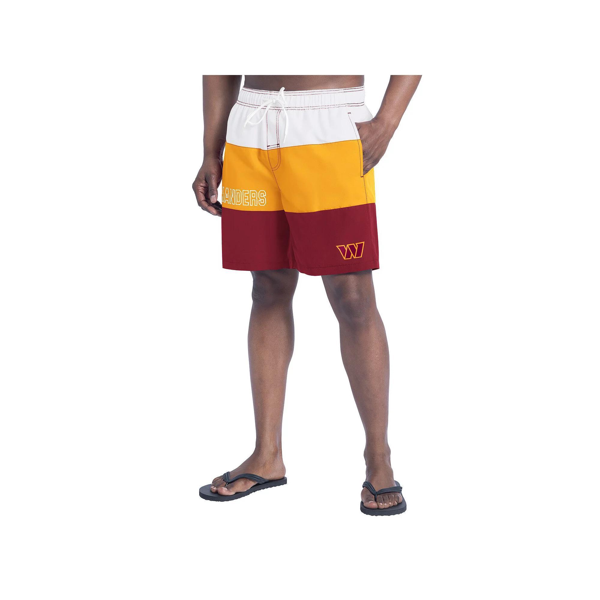 Men's G-III Sports by Carl Banks  Red/Gold Kansas City Chiefs Sunrise Volley Swim Shorts, Size: Large Product Image