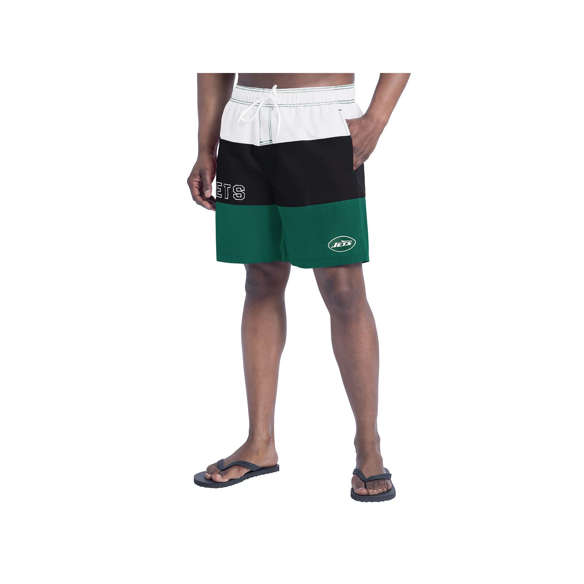 Men's G-III Sports by Carl Banks  Green/Black New York Jets Sunrise Volley Swim Shorts, Size: Medium Product Image