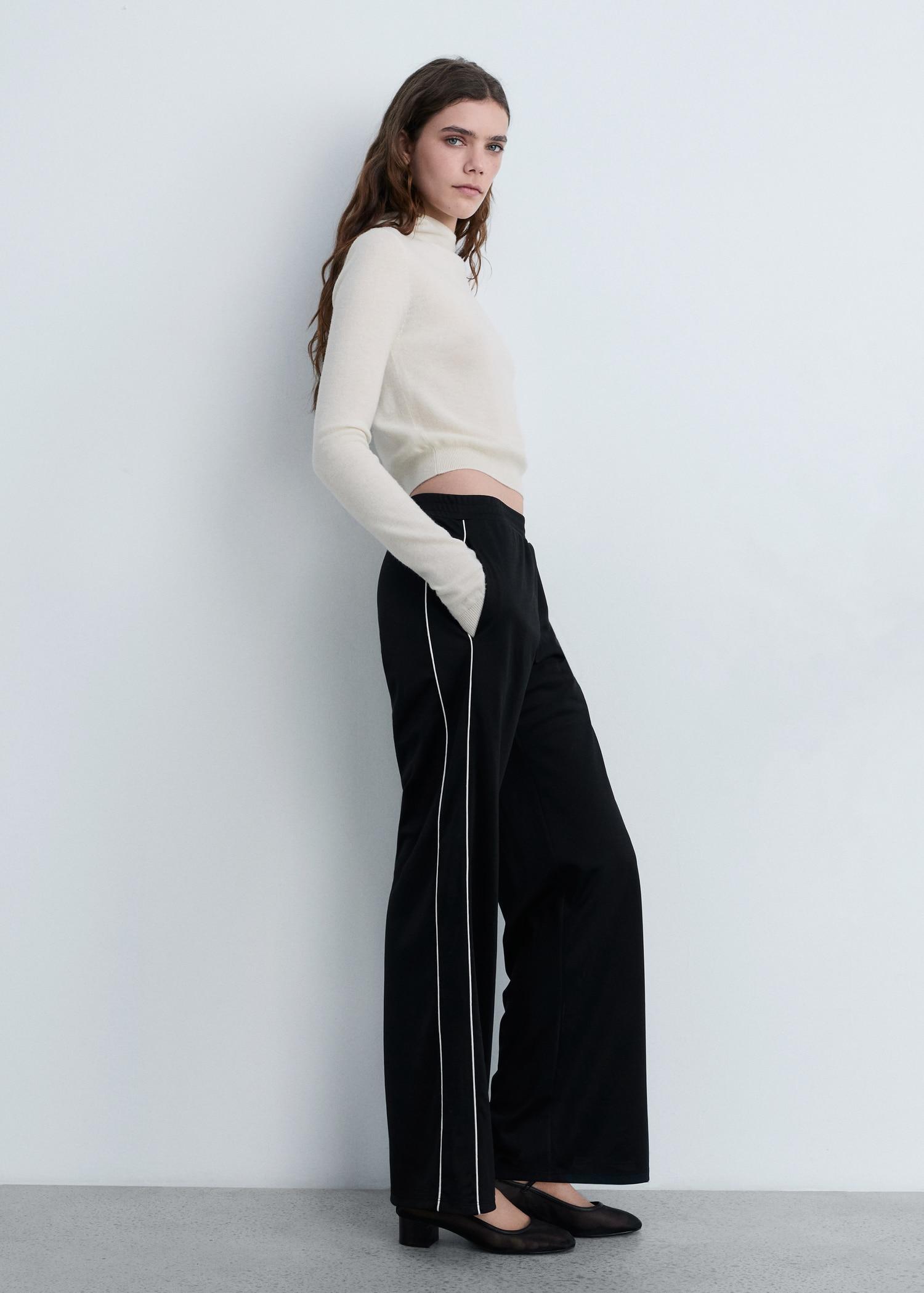 Contrasting-stripe jogger pants - Women | MANGO USA Product Image