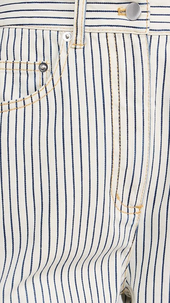 Tibi Stone Washed Striped Denim Sid Jeans | Shopbop Product Image