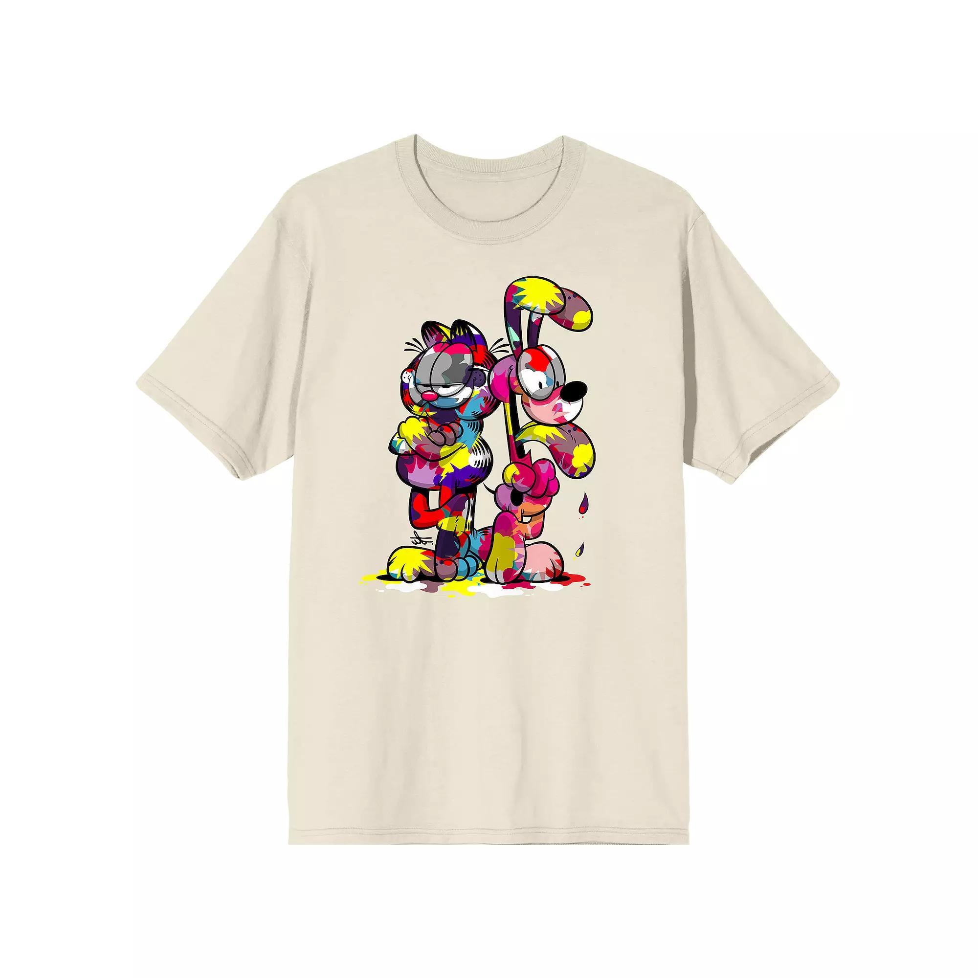 Men's Garfield Odie & Garfield Short Sleeve Graphic T-Shirt, Size: Medium, Off White Product Image