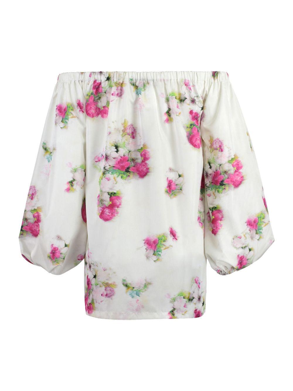 floral-print balloon-sleeve blouse Product Image