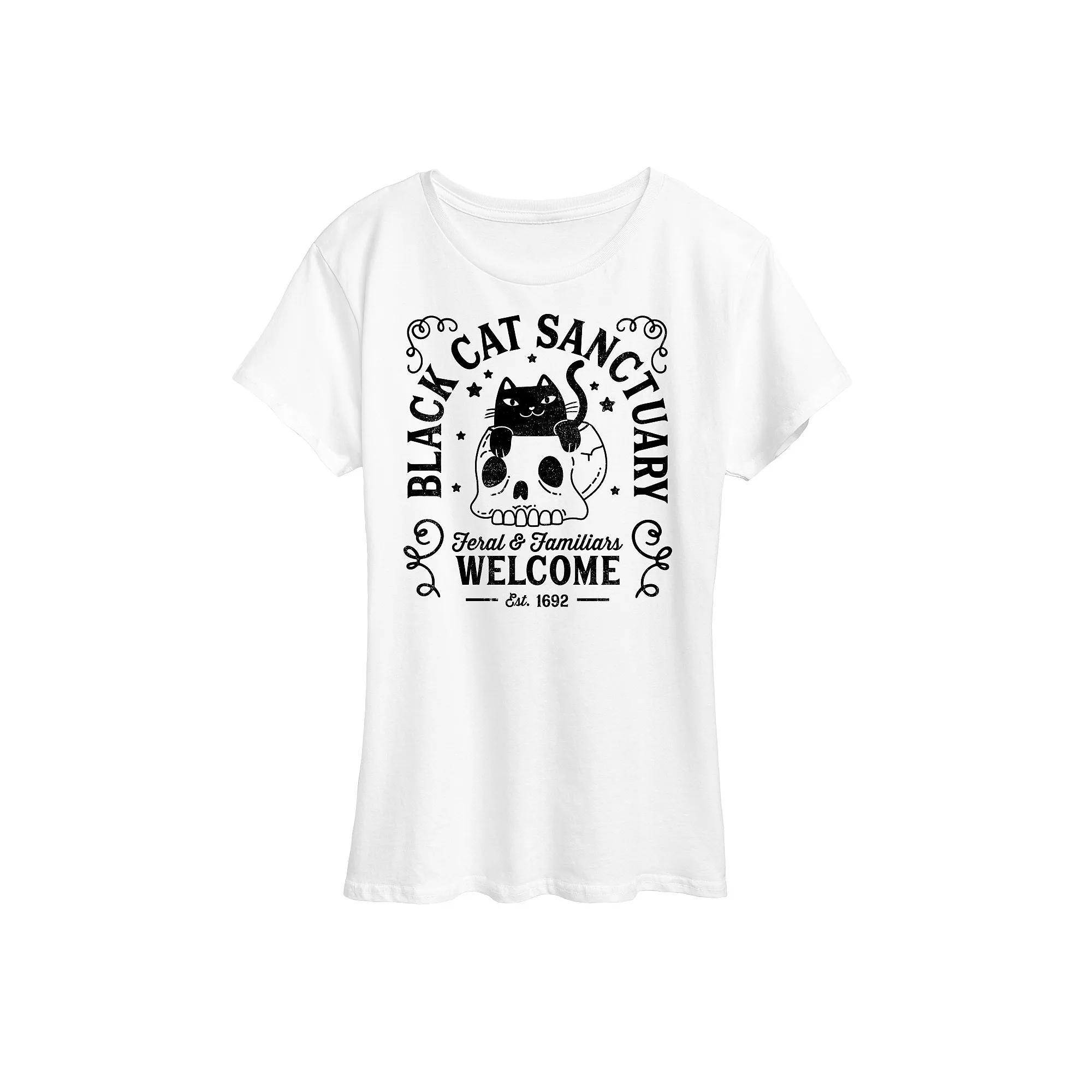 Womens Black Cat Sanctuary Graphic Tee Grey Wine Product Image