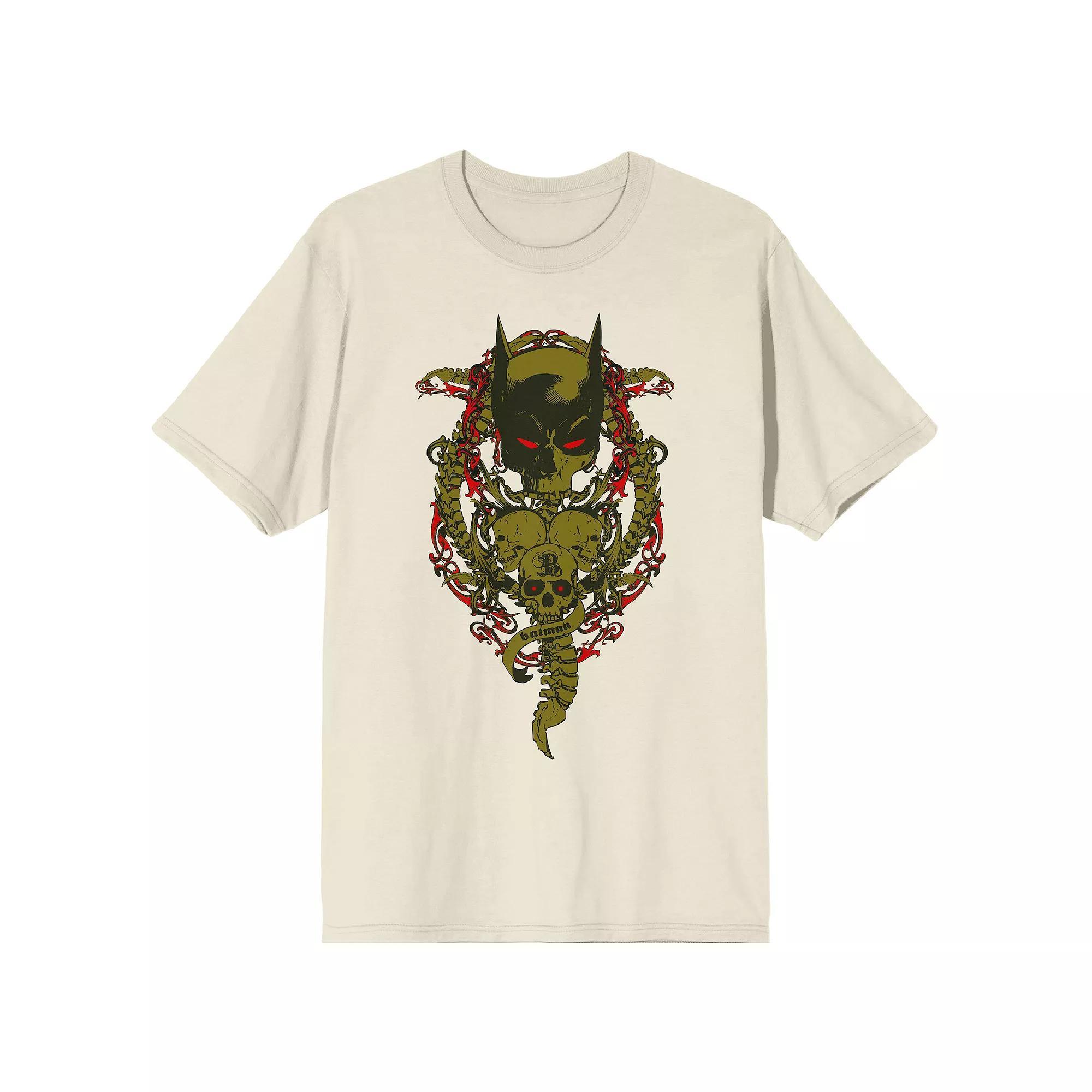 Men's Batman Bat Mask With Skull Tee, Size: XL, Off White Product Image