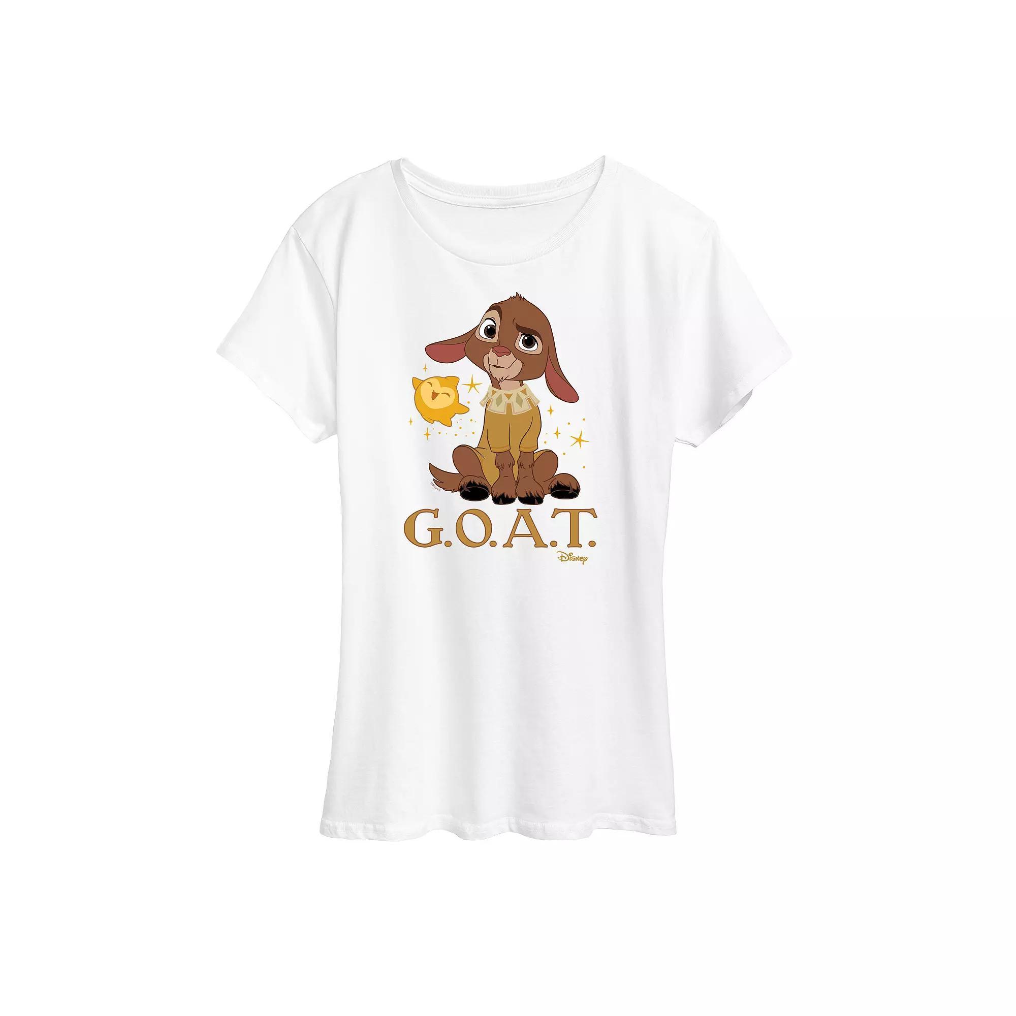 Disneys Wish Valentino and Star Womens Goat Graphic Tee, Girls Grey Green Product Image