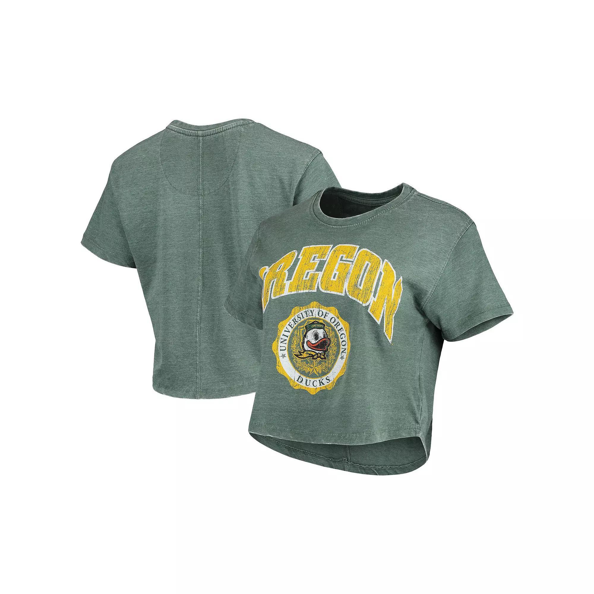 Women's Pressbox Green Oregon Ducks Edith Vintage Burnout Crop T-Shirt, Size: XL Product Image