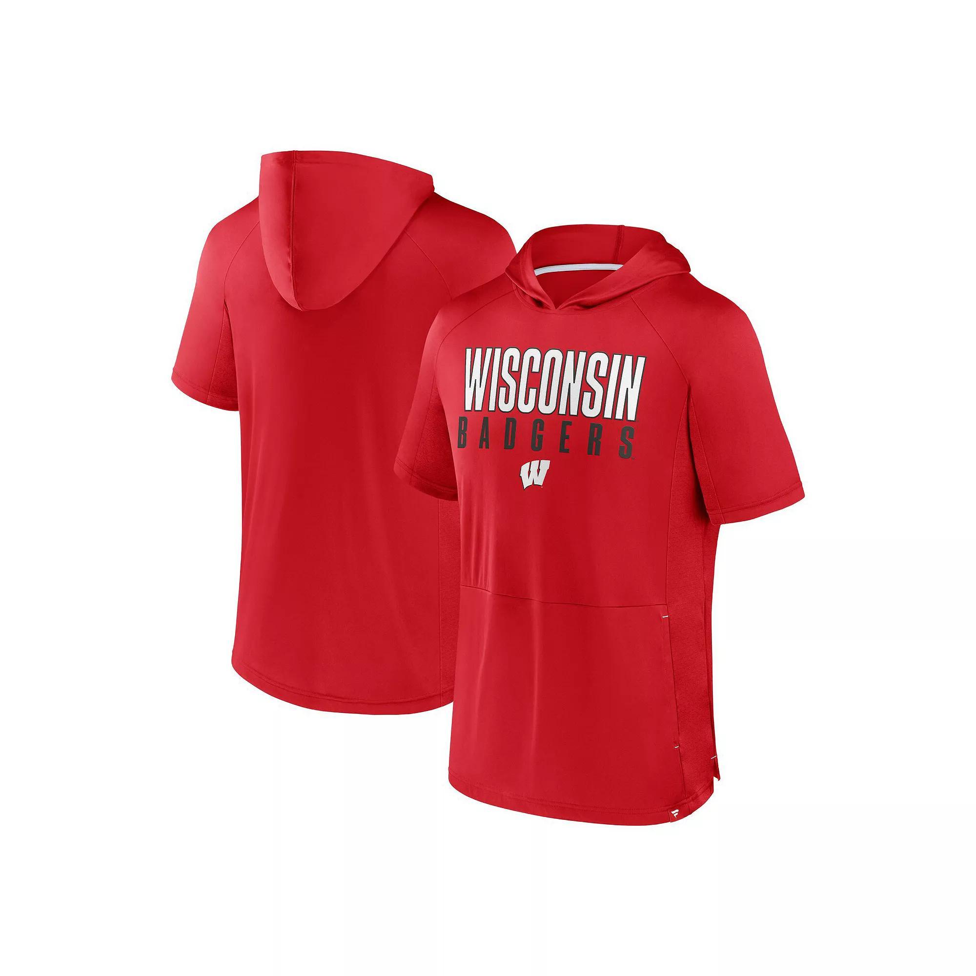 Men's Fanatics  Red Wisconsin Badgers Core Read Raglan Hoodie T-Shirt, Size: XL Product Image